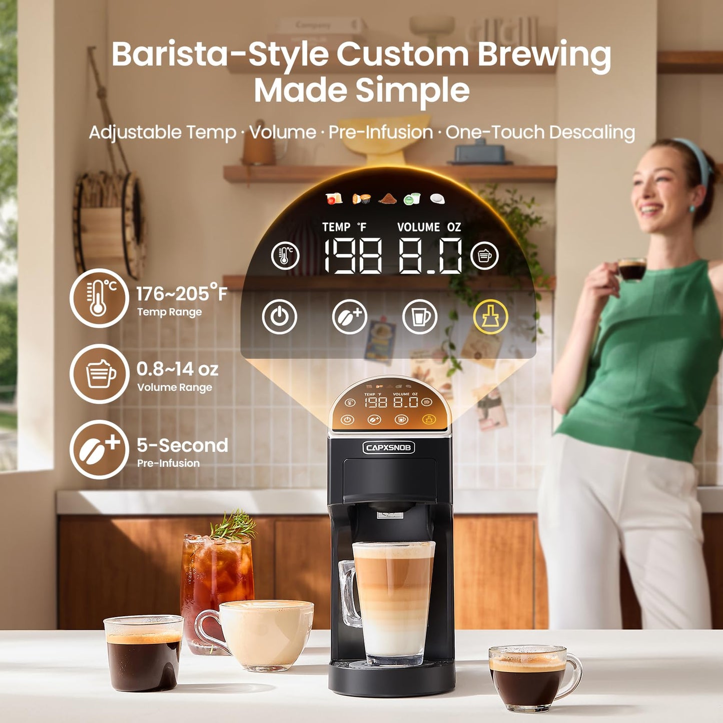 Magician2 Mini Coffee Maker compatible with Keurig K Cup, Nespresso Original, Dolce Gusto, ESE Pods | LED Touchscreen, Customizable Brewing, 20 Bar, 42 oz | Espresso Coffee Machine for Home & Office