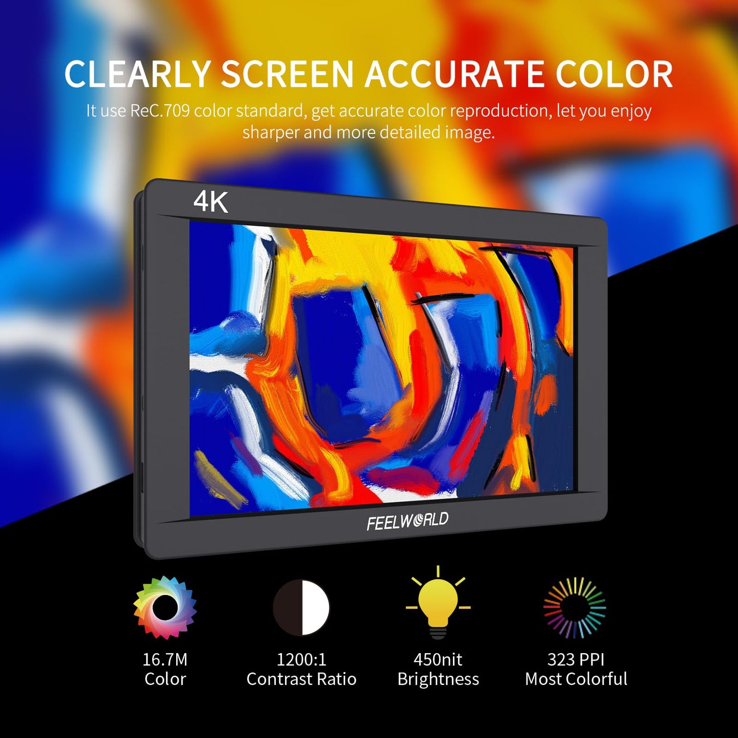 FEELWORLD FW703 7 Inch 450nit SDI On Camera Field DSLR Monitor with 3G SDI HDMI 4K Input Output, 3D LUT, Waveform, Accurate Expose Focus for Filmmaking Video Production with F750 Battery and Bag