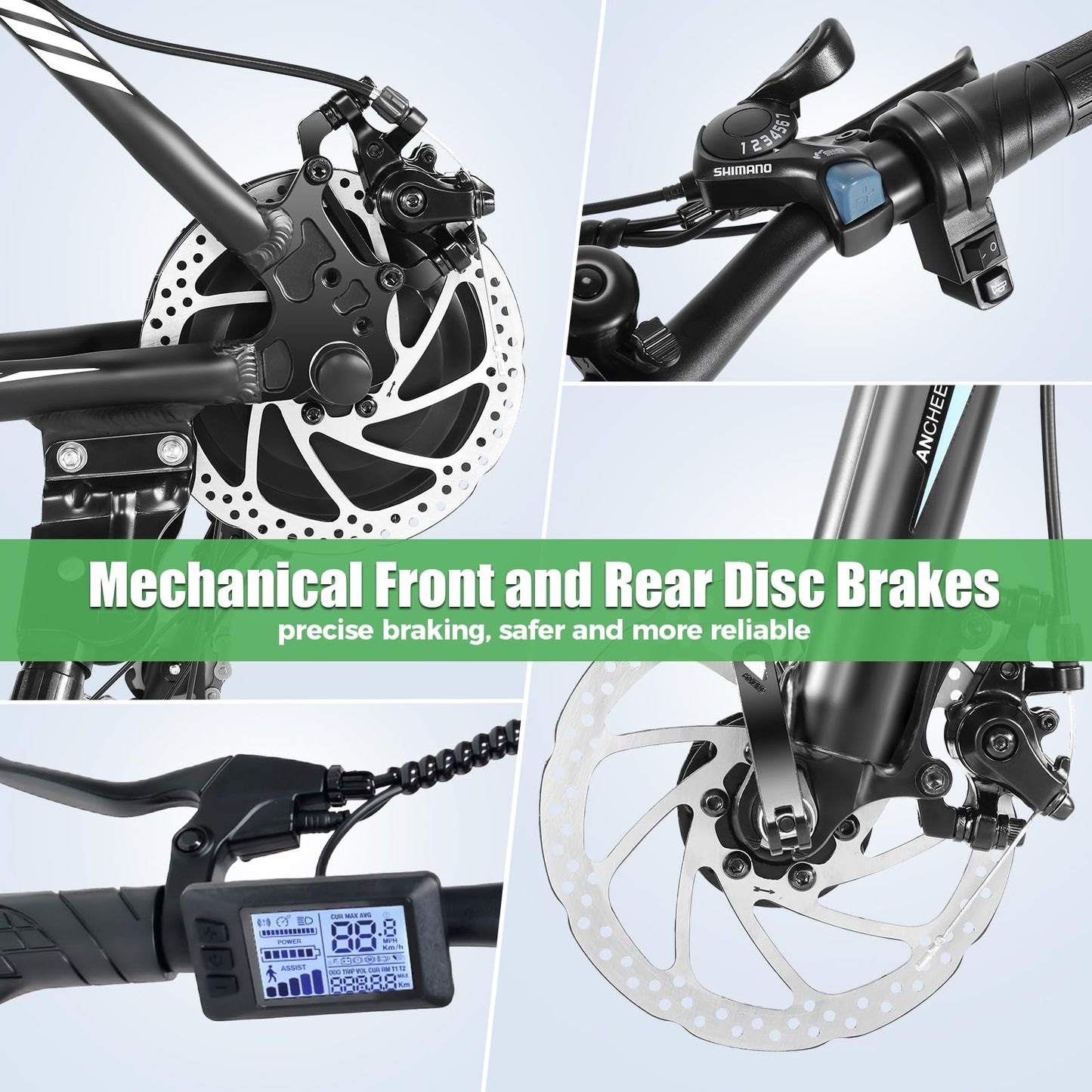 ANCHEER Electric Bike for Adults, [Peak 750W Motor] Electric Mountain Bike, 26" Sunshine Ebike, 55 Miles 20-22MPH Electric Bicycle with 48V/374Wh Battery, 7/21Speed, UL 2849 Certified (Green)