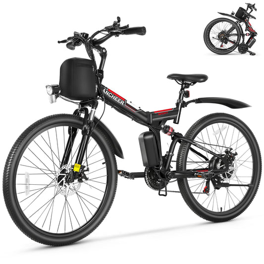 ANCHEER Electric Bike for Adults, Peak 749W Ebike, 26" Folding Electric Mountain Bike with Dual Shock Absorber, 48V Removable Battery Up to 50Miles, 19.8MPH Electric Bicycle, 21Speed, UL2849 Compliant