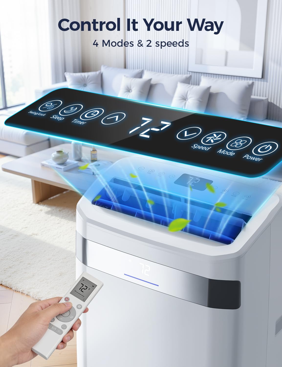 Nexaro Portable Air Conditioner 14000 BTU, Cools Rooms up to 700 Sq. Ft, Portable AC Unit with Cooling, Dehumidifier & Fan Mode, Sleep Mode, 24-Hour Timer, Remote Control, Window Installation Kit