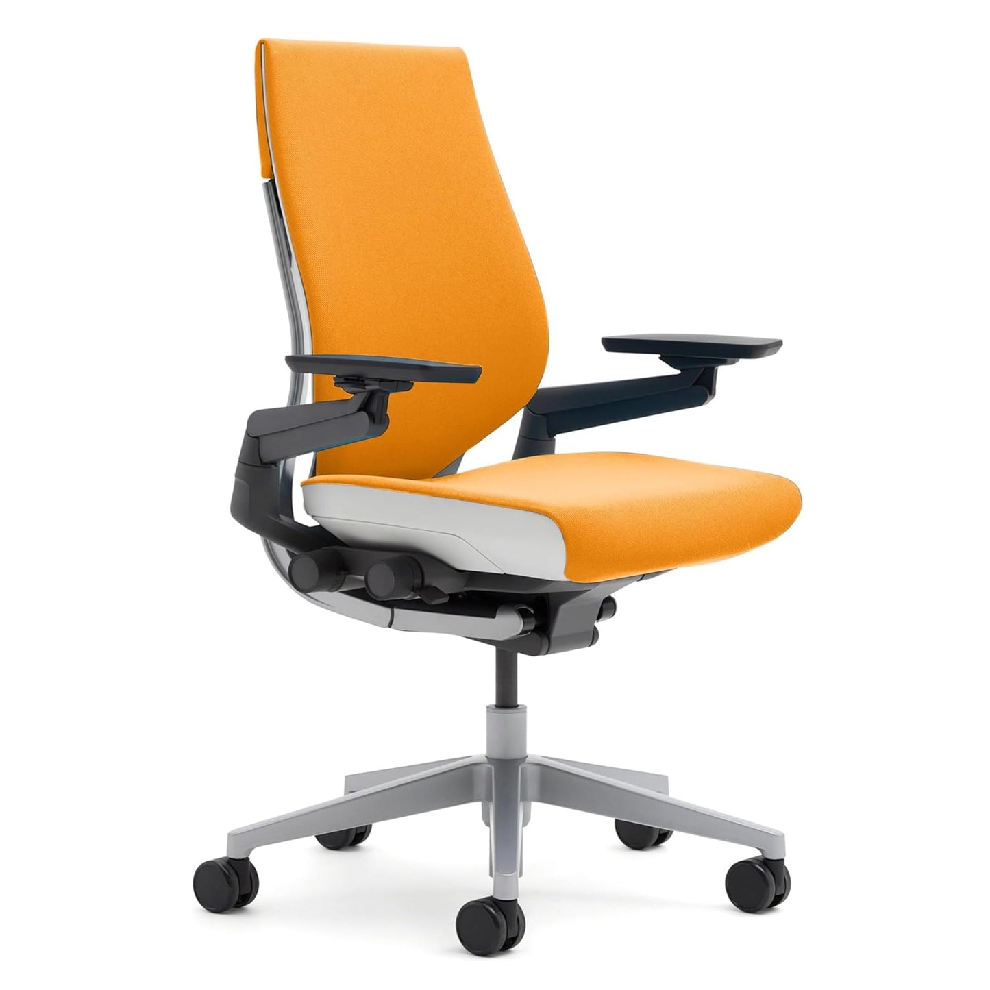 Steelcase Gesture Office Chair - Ergonomic Work Chair with Wheels for Carpet - Comfortable - Intuitive-to-Adjust for Desk - 360-Degree Arms - Tangerine Orange Fabric