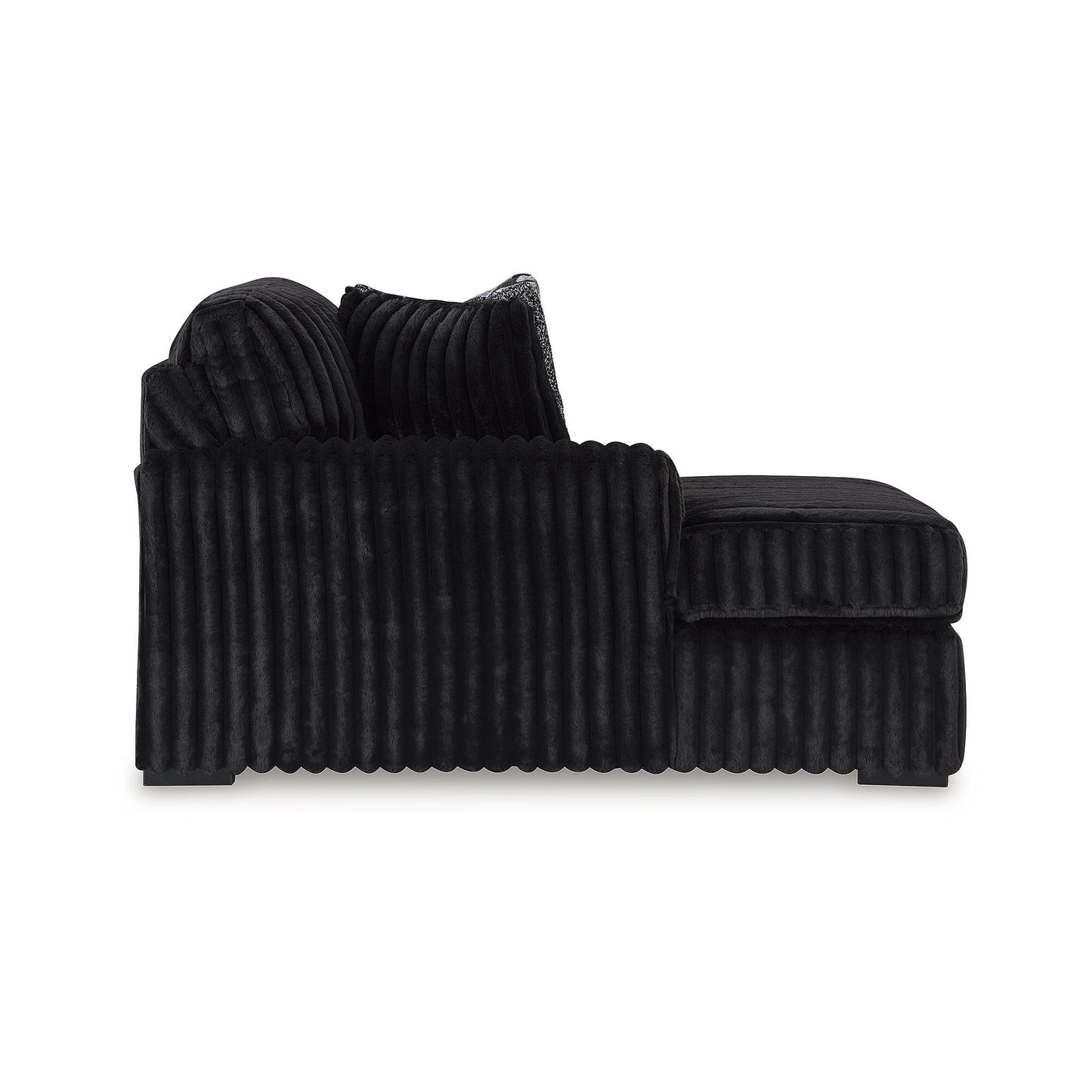Signature Design by Ashley Midnight‑Madness Sectionals, Jumbo Corduroy Sectional Sofa with Chaise, Plush Cushioned Comfort for Cozy Living Room Lounging, 190" W x 65" D x 40" H, Black