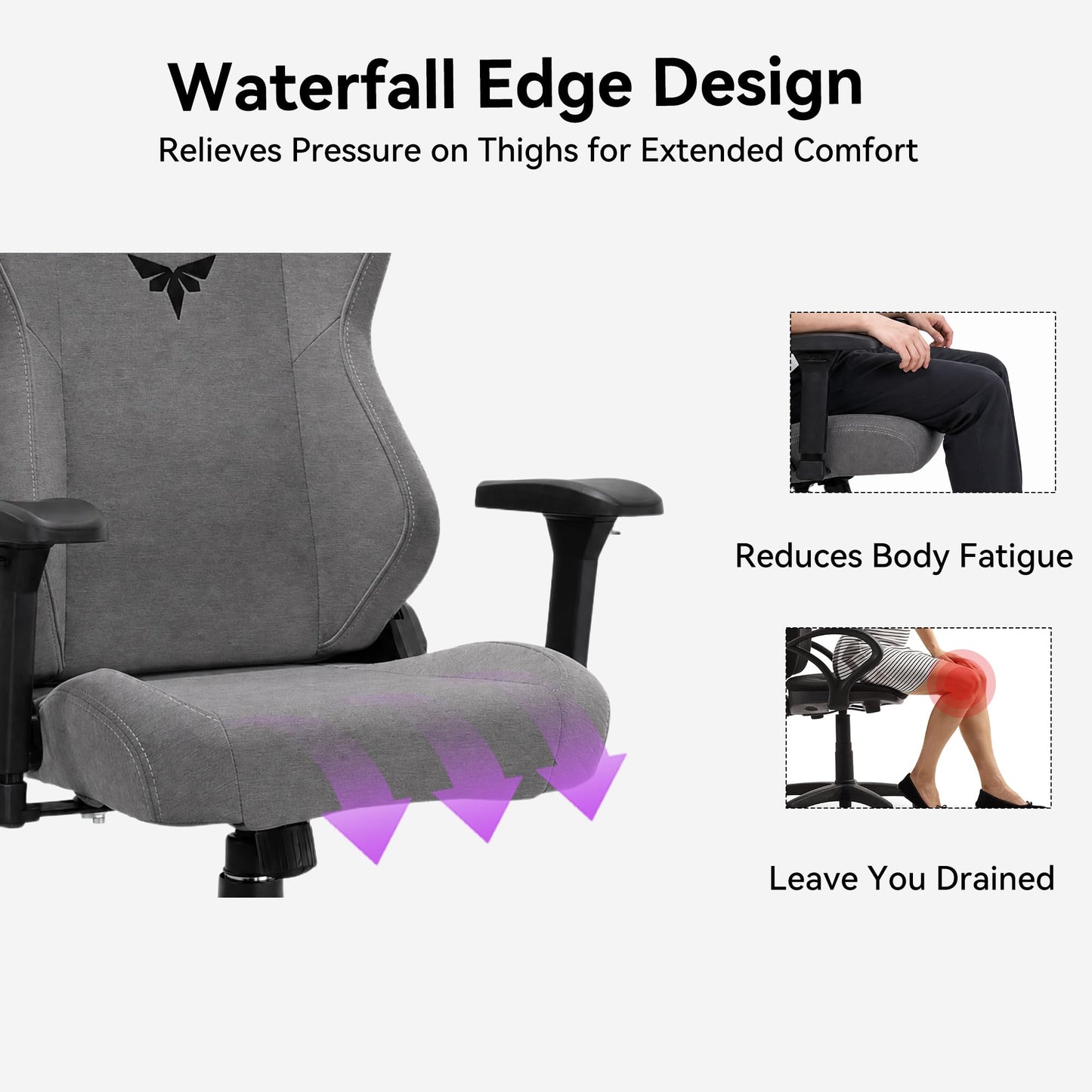 VENTUVIBE Gaming Chair - High Back Ergonomic Computer Chair with Lumbar Support, Video Game Chair-4D Adjustable Armrests,170° Reclining & 320lb Capacity,Fabric,Meteorite Gray