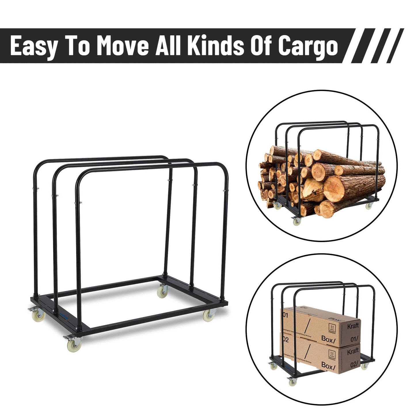 Garvee Heavy Duty Folding Table Cart - 1800 lbs Capacity Table Dolly - 5" Swivel PU Wheels - Holds 10 Tables - Utility Panel & Material Handling Trolley for Warehouse, Event, Garage