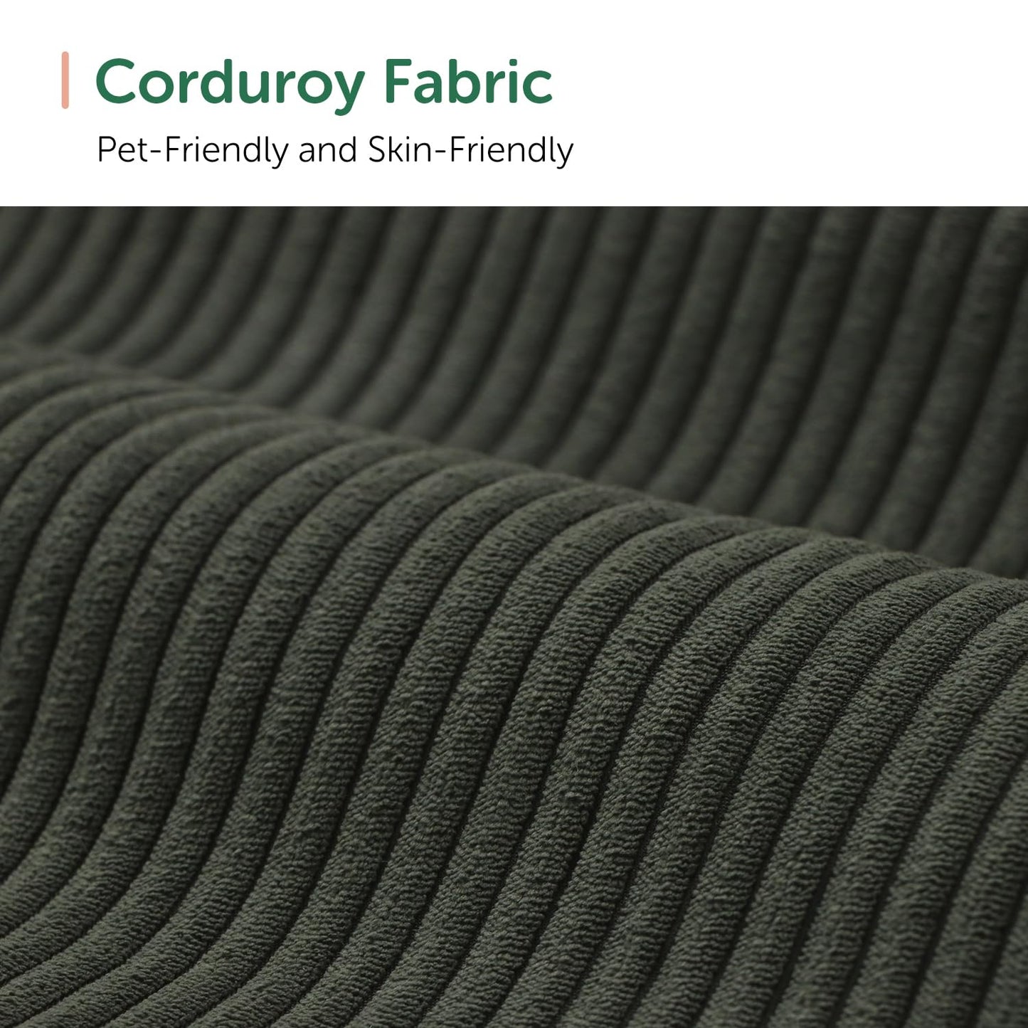 HONBAY Corduroy Sectional Sofa with Storage L-Shaped Sectional Couches for Living Room 6 Seater Sectional Sofa, Green