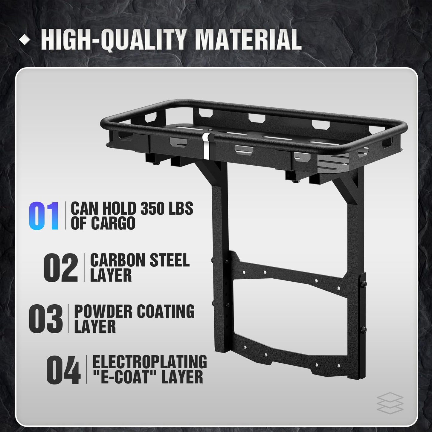 SUORTO Wrangler JL Rear Cargo Basket on OE Tailgate Compatible with 2018-2025 Jeep Wrangler JL & JLU Unlimited 2/4 Door, Luggage Storage Carrier, Spare Tire Cargo Rack(Bolt-On)
