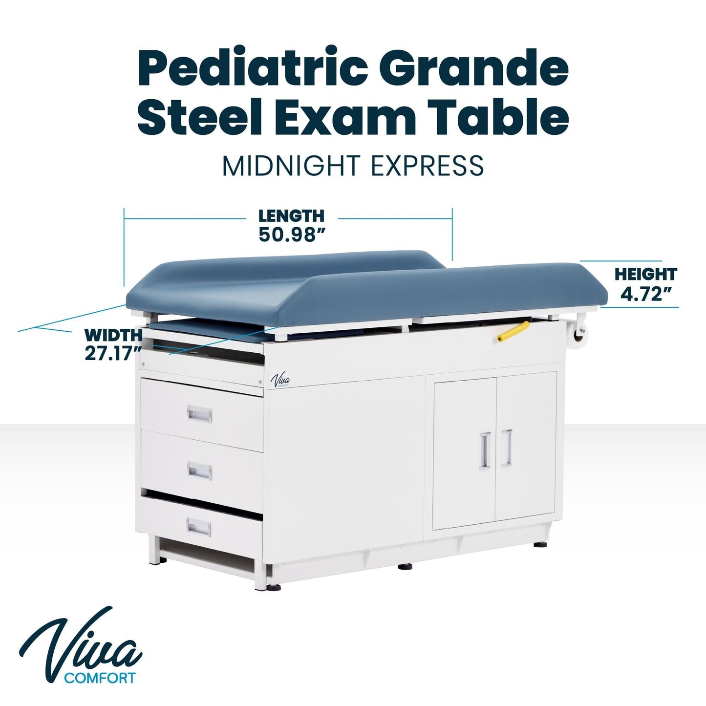 Vivacomfort Pediatric Grande Steel Exam Table, Patient Examination Medical Exam Table for Children, Blue