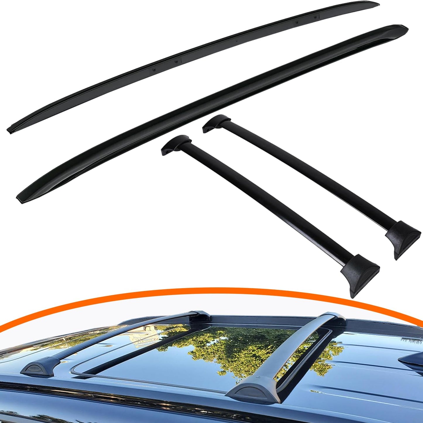 Roof Rack Side Rails + Cross Bars for 2016-2022 Honda Pilot Roof Rack Cross Bars Rooftop Luggage Carrier for Rooftop Cargo, Kayak, Canoe, Bike, Snowboard
