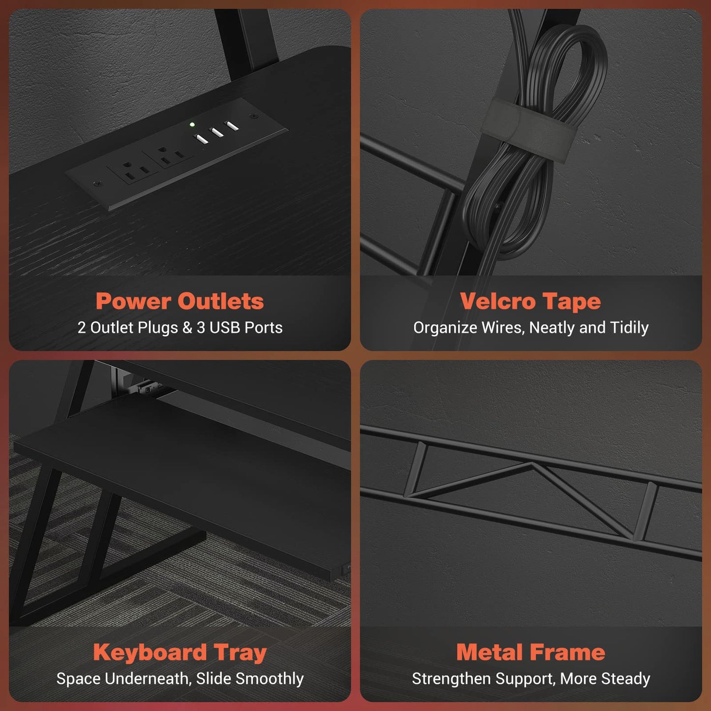 Armocity Music Studio Desk, Music Production Workstation with Power Outlets and RGB LED Lights, Recording Studio Table Desks Music Producer for Home, Black
