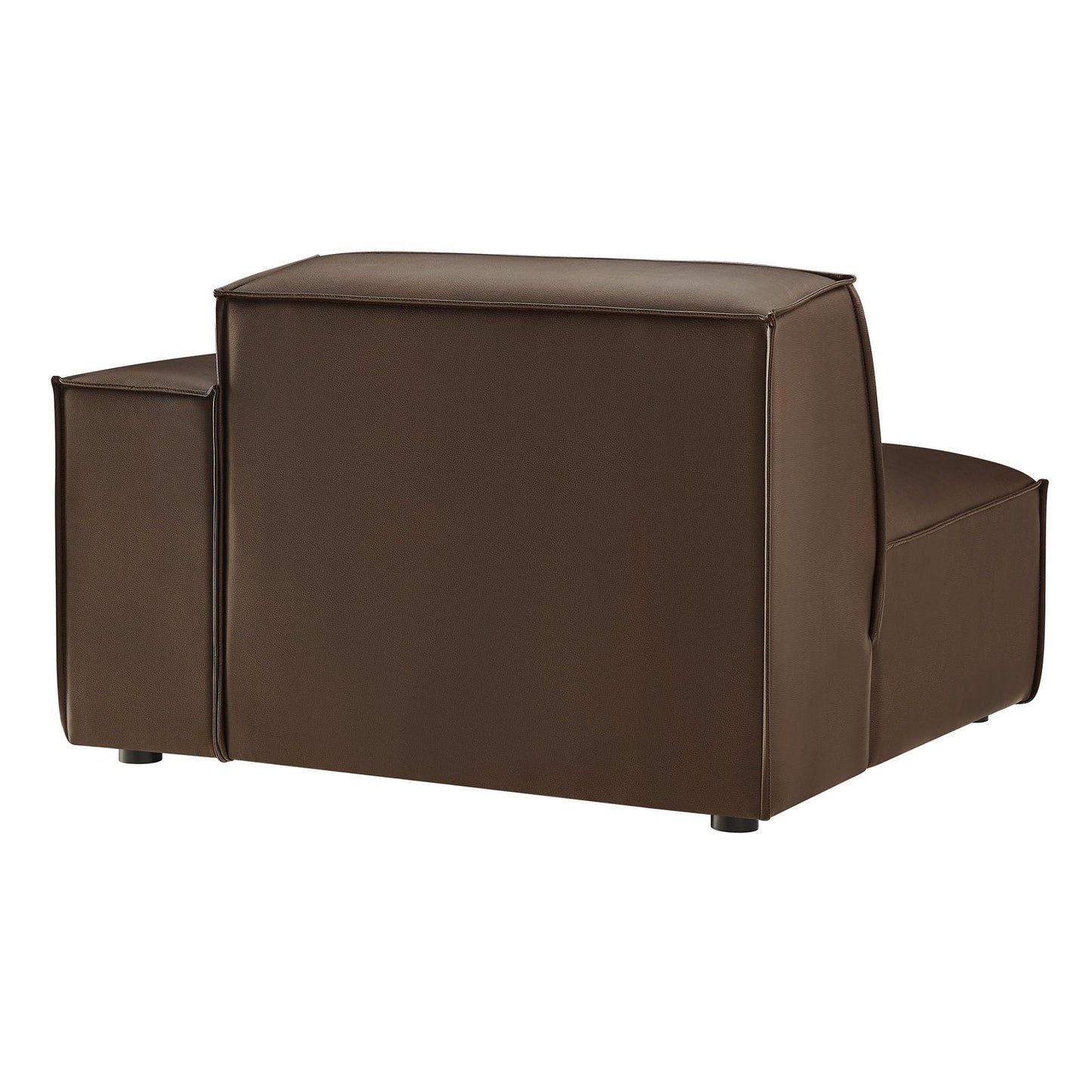 Modway Restore Right-Facing Faux Leather Modular Lounge Chair in Espresso - Living Room Vegan Leather Upholstered Single-Arm Accent Armchair for Sectional Sofa