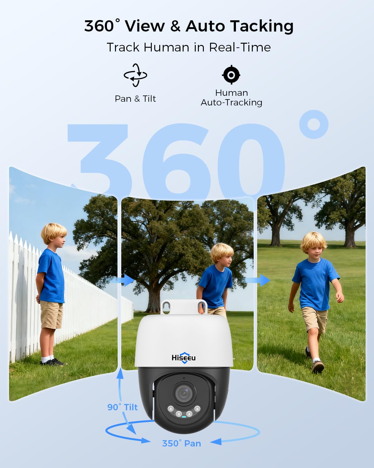 [4K+360° View] Hiseeu 4K PoE Security Camera System, 8Pcs 8MP PoE PTZ Wired Camera Outdoor, Human Vehicle Detect, 2-Way Audio, Color Night Vision, 16CH Expandable, 2TB HDD for 24/7 Home Surveillance