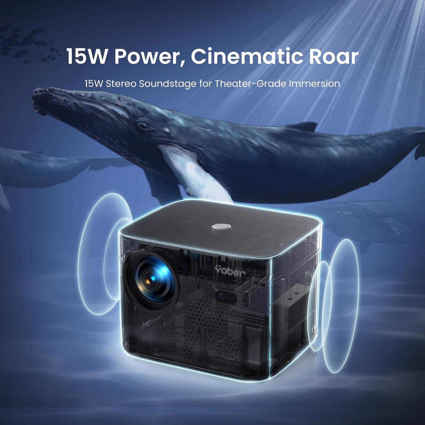 [Auto Focus & Keystone/4K Support] Yaber U11 Smart Projector with Built-in Apps & Wi-Fi 6, Dual Stereo Speakers, Bluetooth 5.0 | Instant Setup for Home & Outdoor Movies