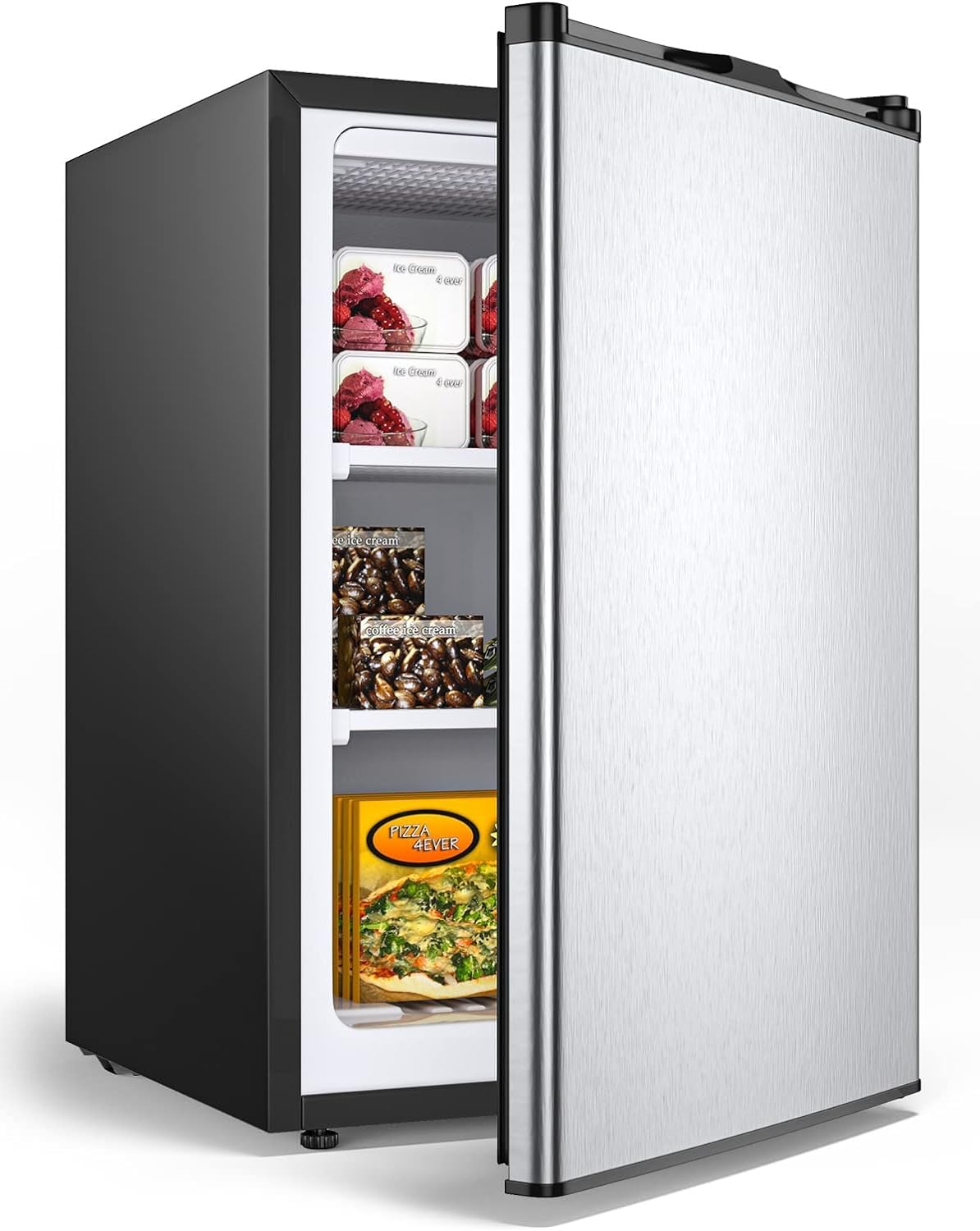 NAFORT Compact Upright Freezer 3.0 Cu. Ft. with Stainless Steel Single Door, Mini Freezing Machine with Reversible Door, 7 Grade Adjustable Thermostat for Home Office