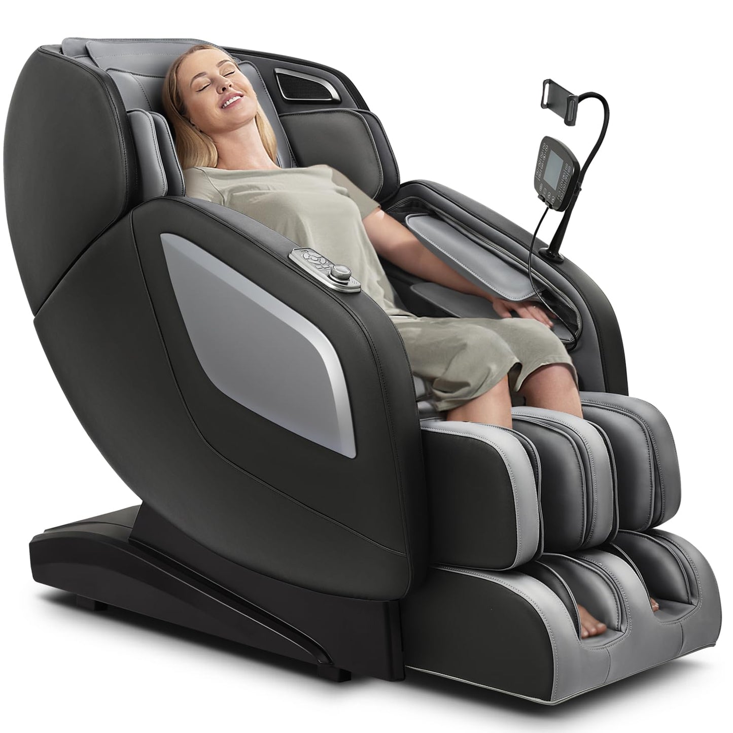 Mazzup Full Body Zero Gravity Shiatsu Massage Chair with Fully Assembled, LCD Screen, Shortcut Keys, USB Charging Port, Heat, for Loved Ones, Parents, Black