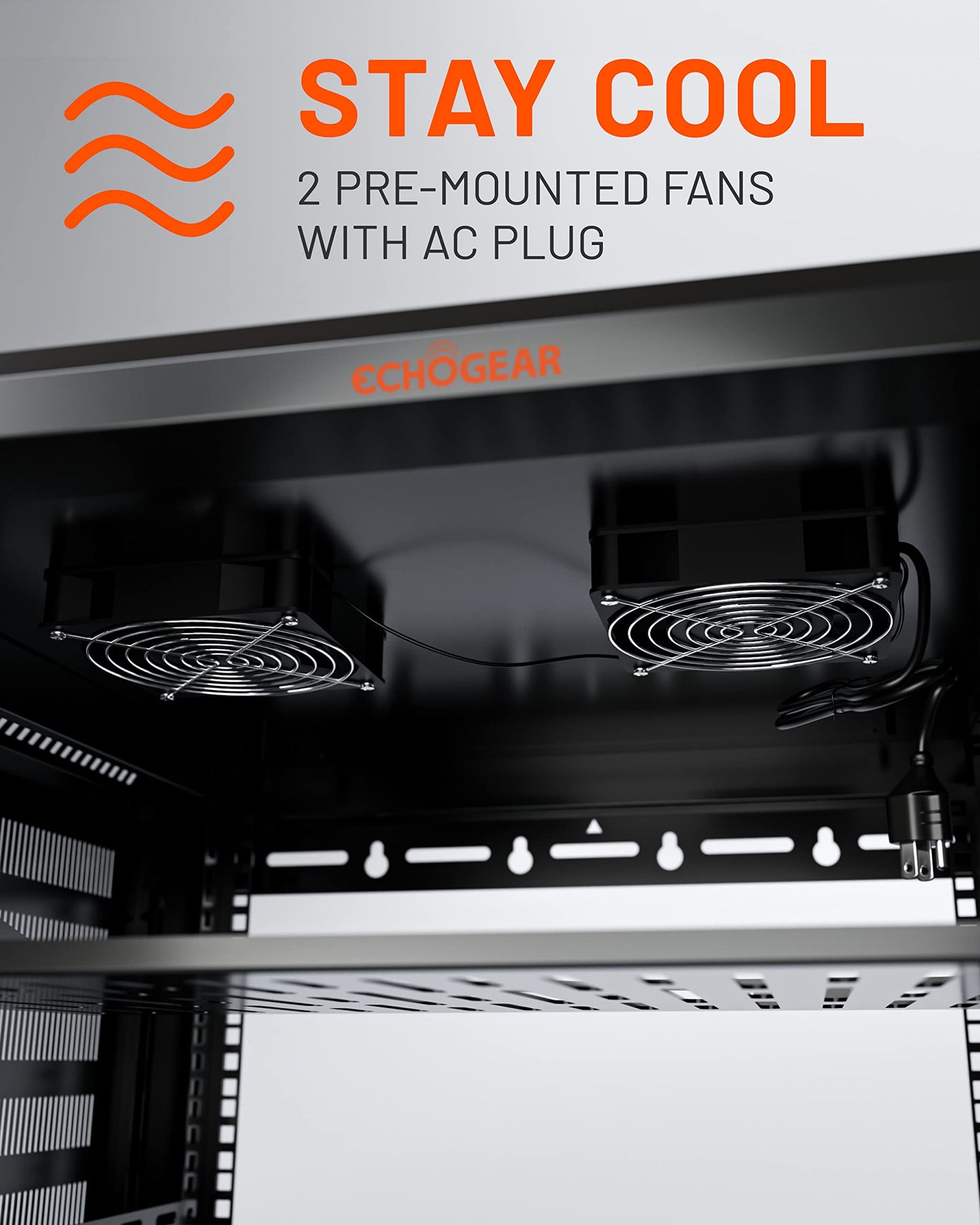 ECHOGEAR 12U Network Rack - Enclosed Wall Mount Rack Kit Includes 2X 1U Shelves, Pre-Mounted Fan, Lockable Door & Hardware - 600mm Depth Fits All Your AV Gear