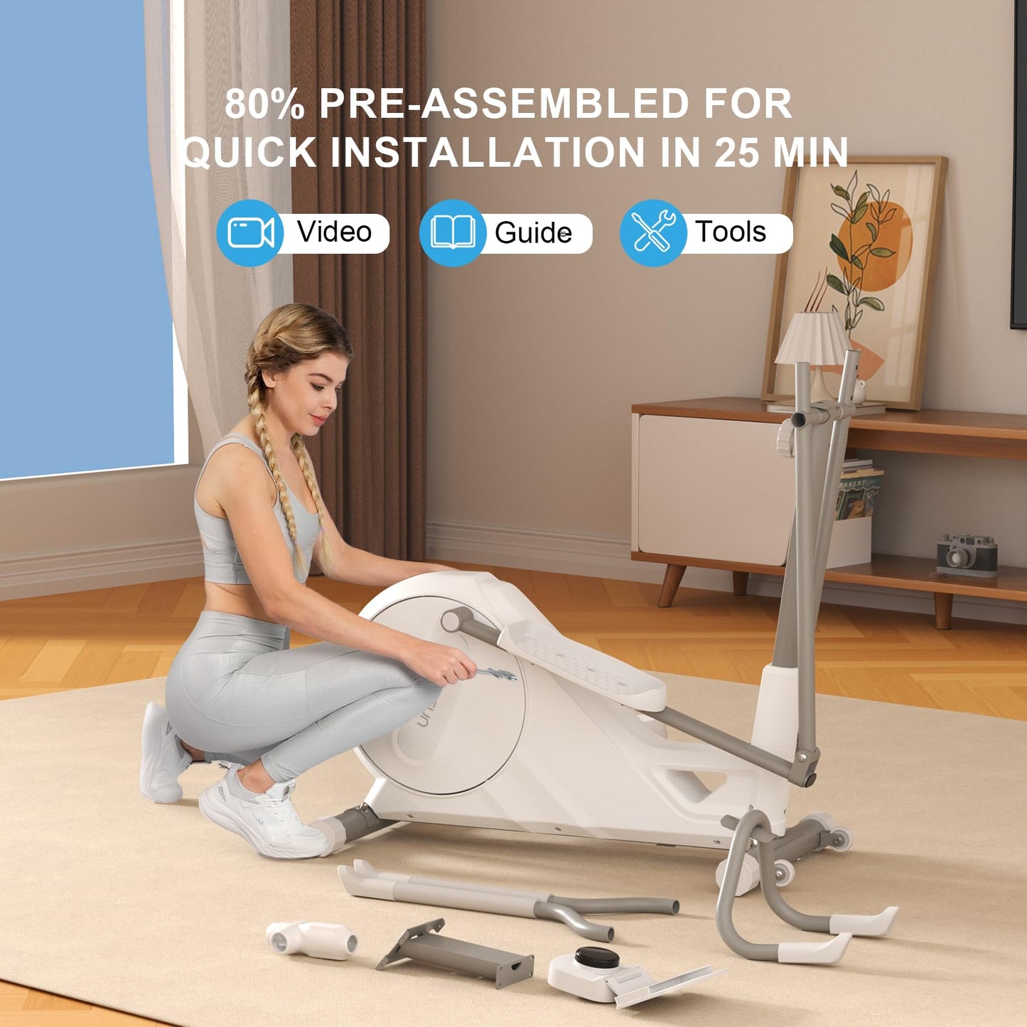 NEW Updated Elliptical Machine for Home,16-Level Resistance Elliptical Exercise Equipment, Hyper-Quiet Magnetic Driving System, 330 LBS Loading Capacity, Elliptical Trainer with LCD Monitor