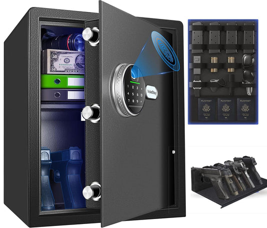 Biometric Home Safe, Fingerprint Gun Safe Lock Box,Money Box for Jewelry Handgun Cash Valuables,Perfect for Home/Office/Hotel, Black, 2.05 Cubic Feet