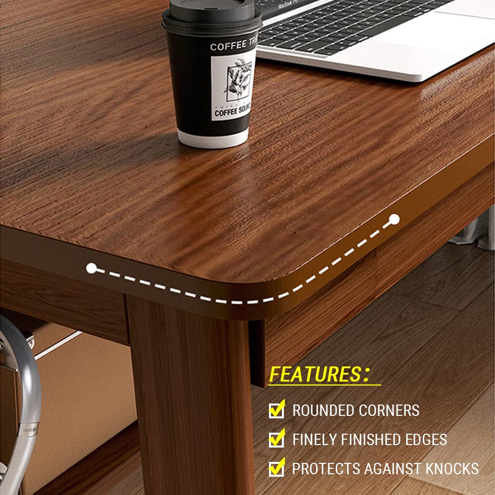 NELYE Mid-Century Long Desk Table - 71" Simple Modern Extra Long 2-Person Wood Computer Workstation for Home Office Work in Walnut, 71" W x 20" D