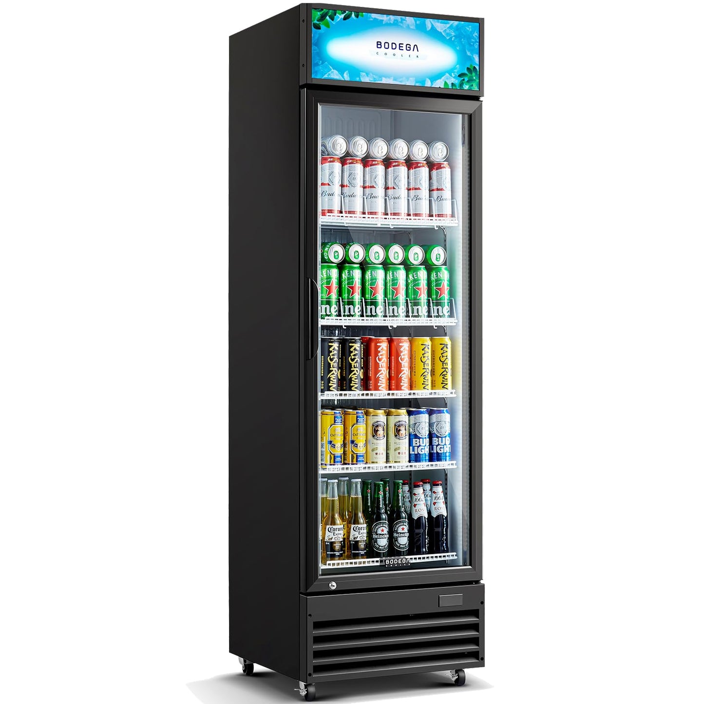 BODEGACOOLER Beverage Refrigerator, 12.5 Cu.Ft. Commercial Glass Door Display Fridge – Holds 420 Cans, Perfect for World Cup Watch Party & Summer BBQ, Drink Cooler for Home Bar, Patio, Garage,Man Cave