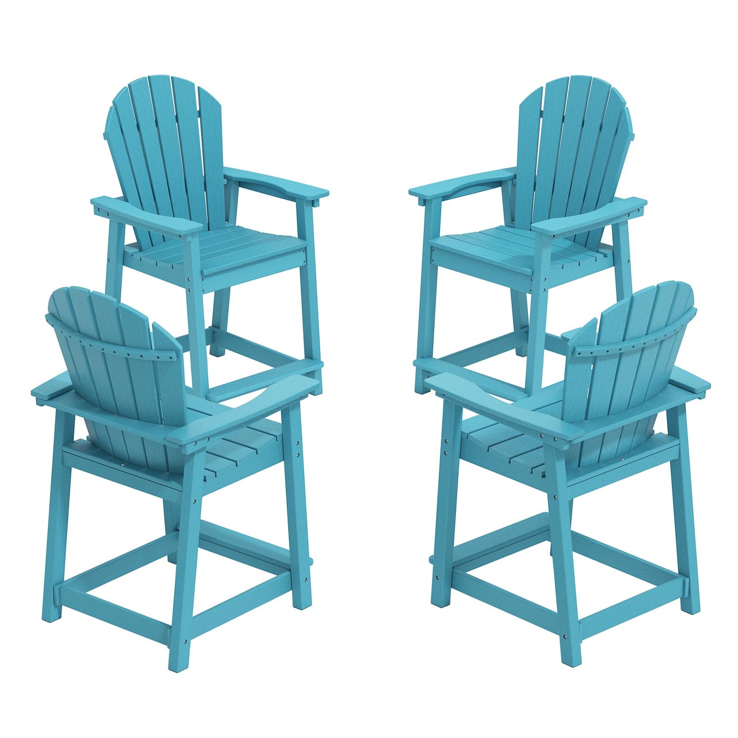 OTSUN Tall Modern Adirondack Chairs Set of 4, All Weather HDPE Bar Height Adirondack Stools Widened Durable Design for Porch Patio Yard Lawn Fire Pit Bistro Basement Indoors & Outdoors