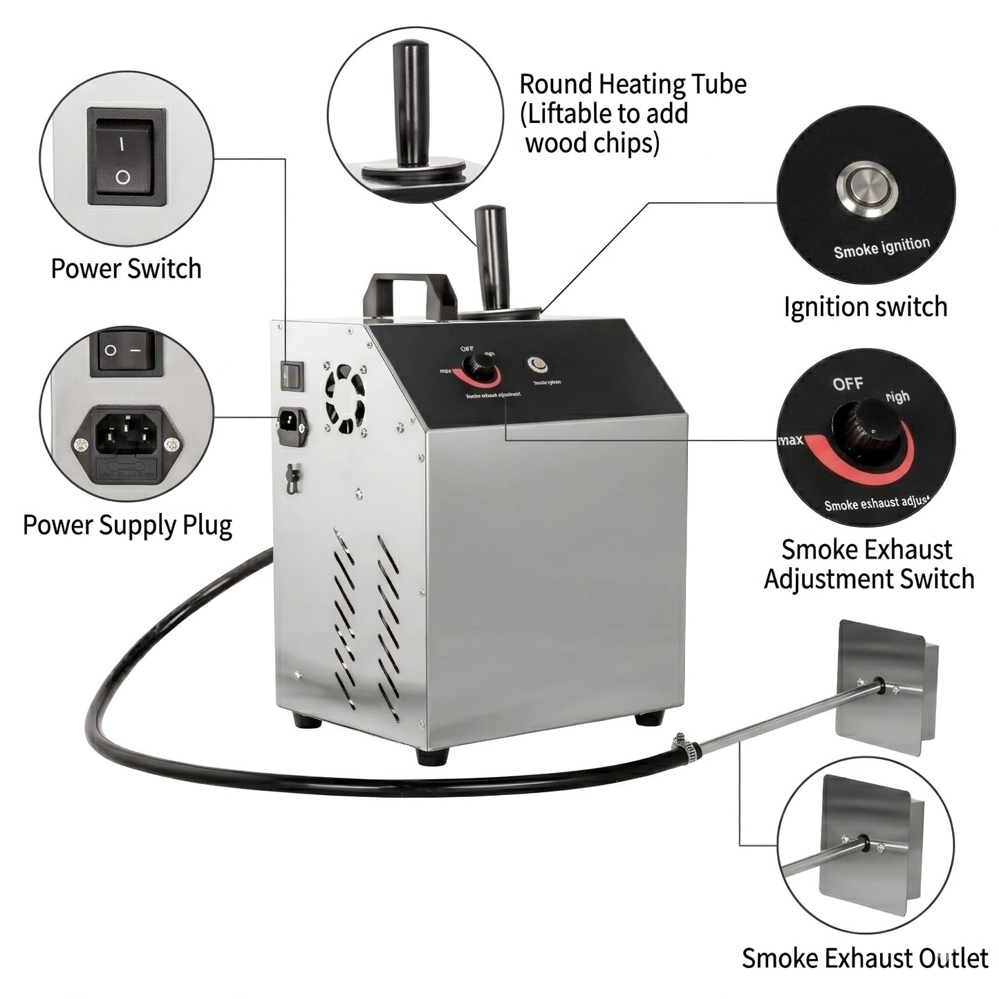 CLIVIA Cold Smoke Generator for Smoker, Electric Smoker Generator Commercial Cold Smoking Tube, Stainless Steel, Fit for Outdoor & Indoor Smoker Grills to Make Meat, Sausage, Salmon