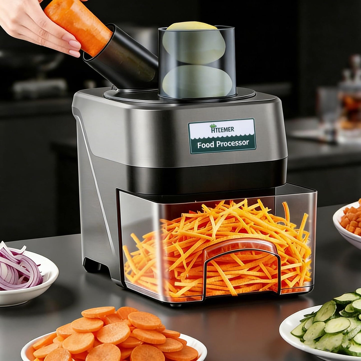 5-In-1 Electric Vegetable Chopper, Commercial Vegetable Slicer Food Processor Veggie Food Dicer with Slicing Shredding Striping for Onion Potato Cabbage Fruit Cutter Home Use