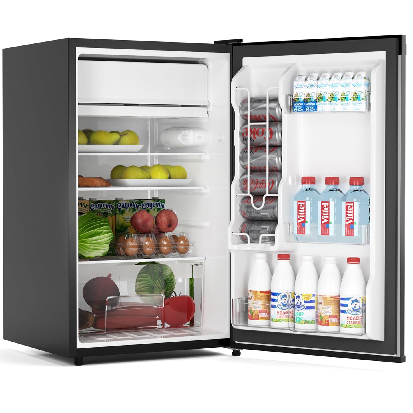 GarveeLife Mini Fridge with Freezer 4.3 Cu.Ft, Single Door Refrigerator with Adjustable Thermostat, Mini Compact Fridge for Bedroom, Office, Dorm, RV, Black
