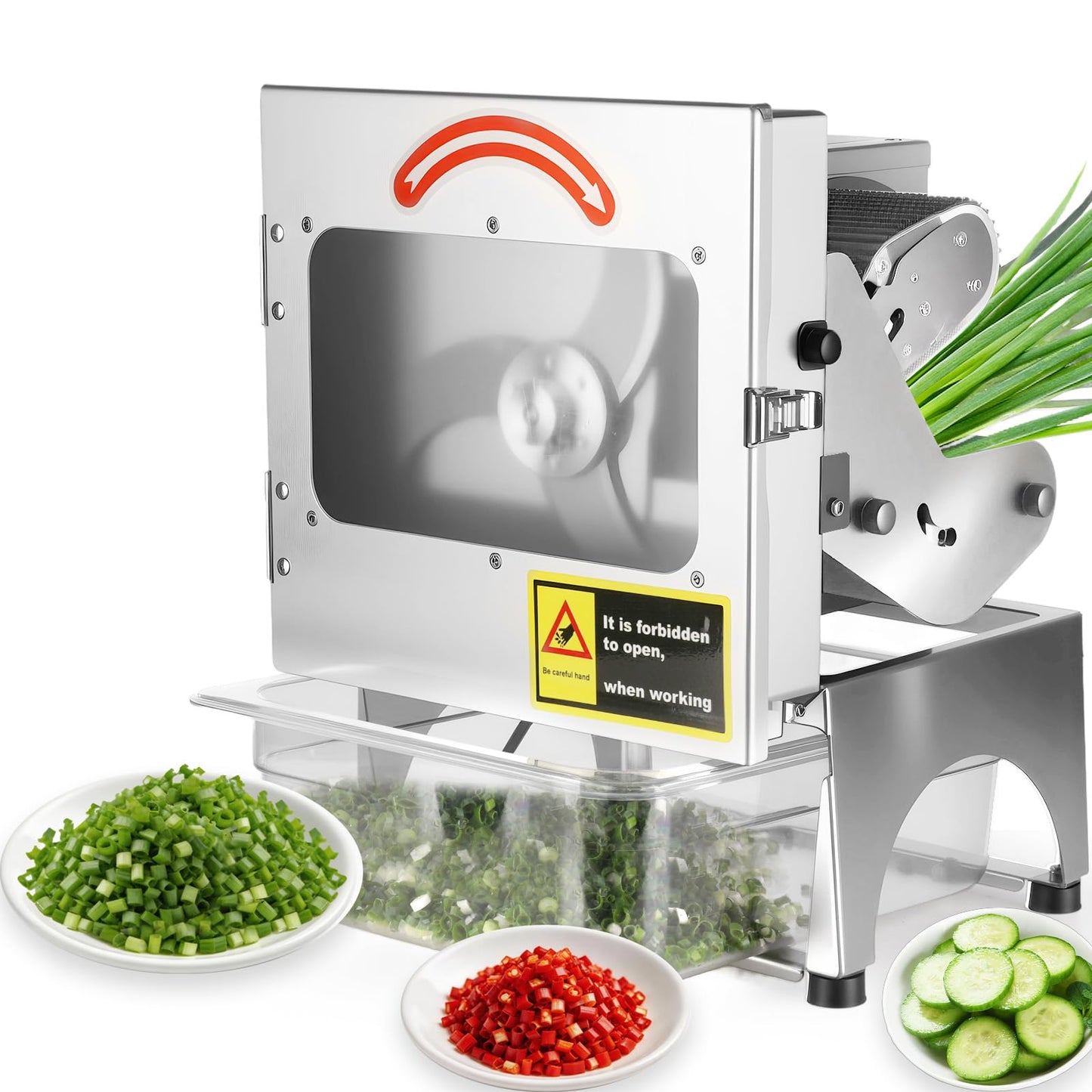 LLNC Commercial Electric Vegetable Slicer，200W Automatic Scallion Chopper，440LB/H with Conveyor Belt,1-35mm Thickness Adjustable for Cucumber Scallion Green Bean for Restaurant Hotel Kitchen 110V
