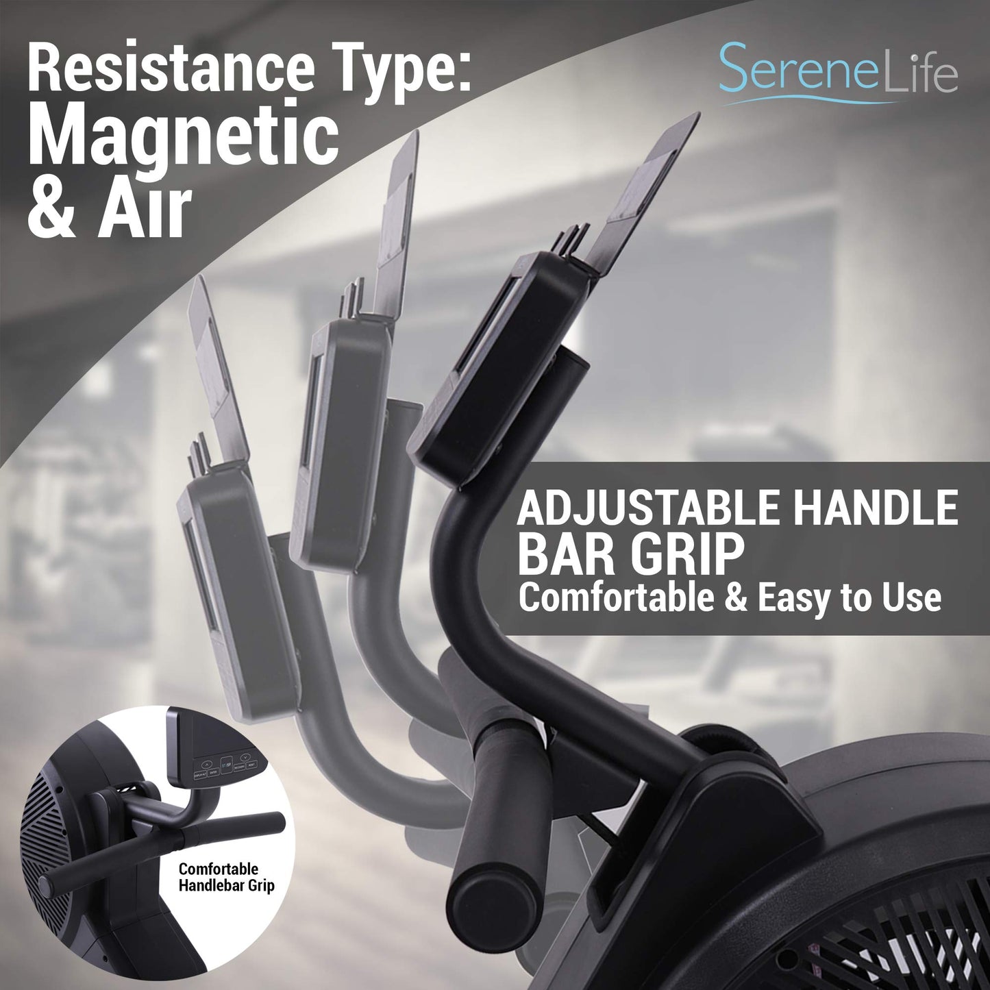 SereneLife Exercise Folding Rowing Machines Magnetic - 16Level Magnetic & Air Resistance Rowing Machine, Foldable Travel Portable Rower Fitness Machine with Bluetooth, LCD, App Compatible