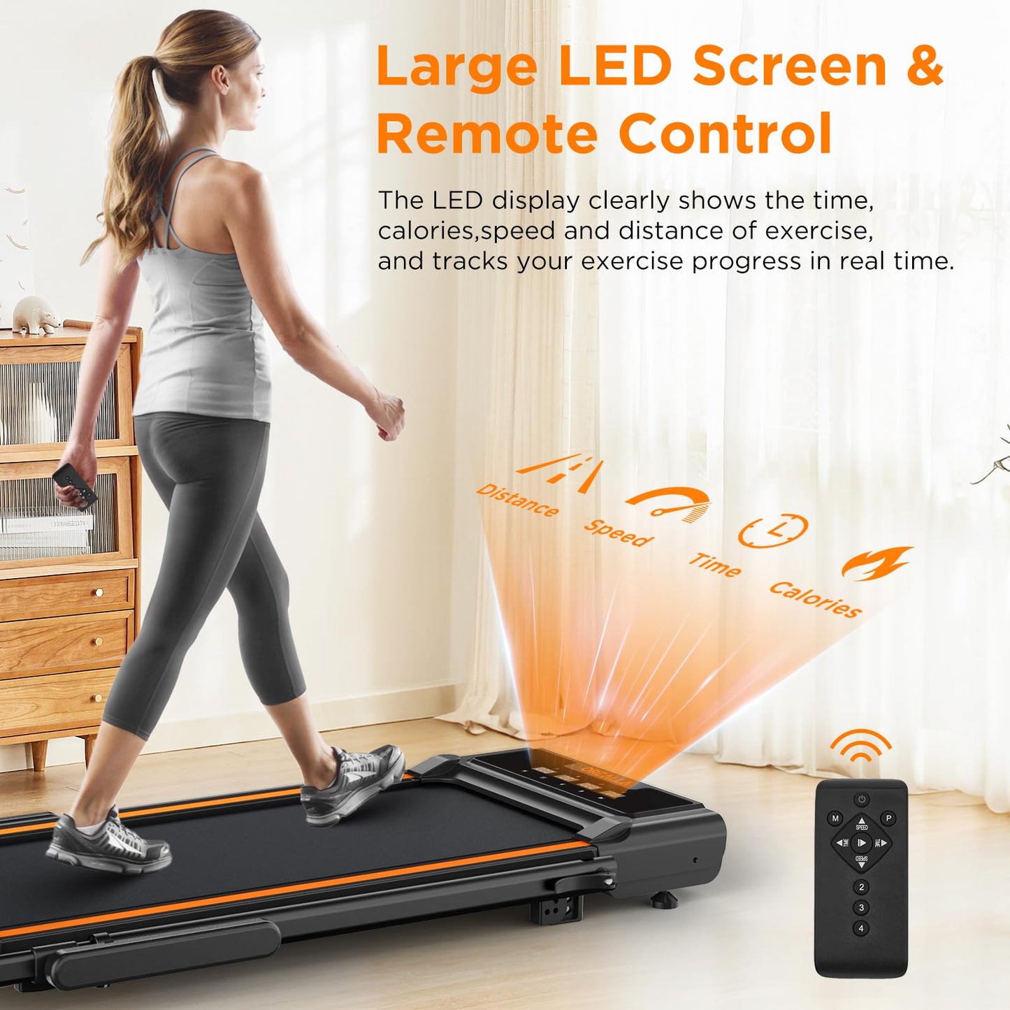 Walking Pad with 12% Incline, Under Desk Walking Pad Treadmill with Adjustable Height Handle Bar & Removable Desk, 3 in 1 3.5HP Foldable Treadmill 300lbs Capacity for Home Office with Remote Control