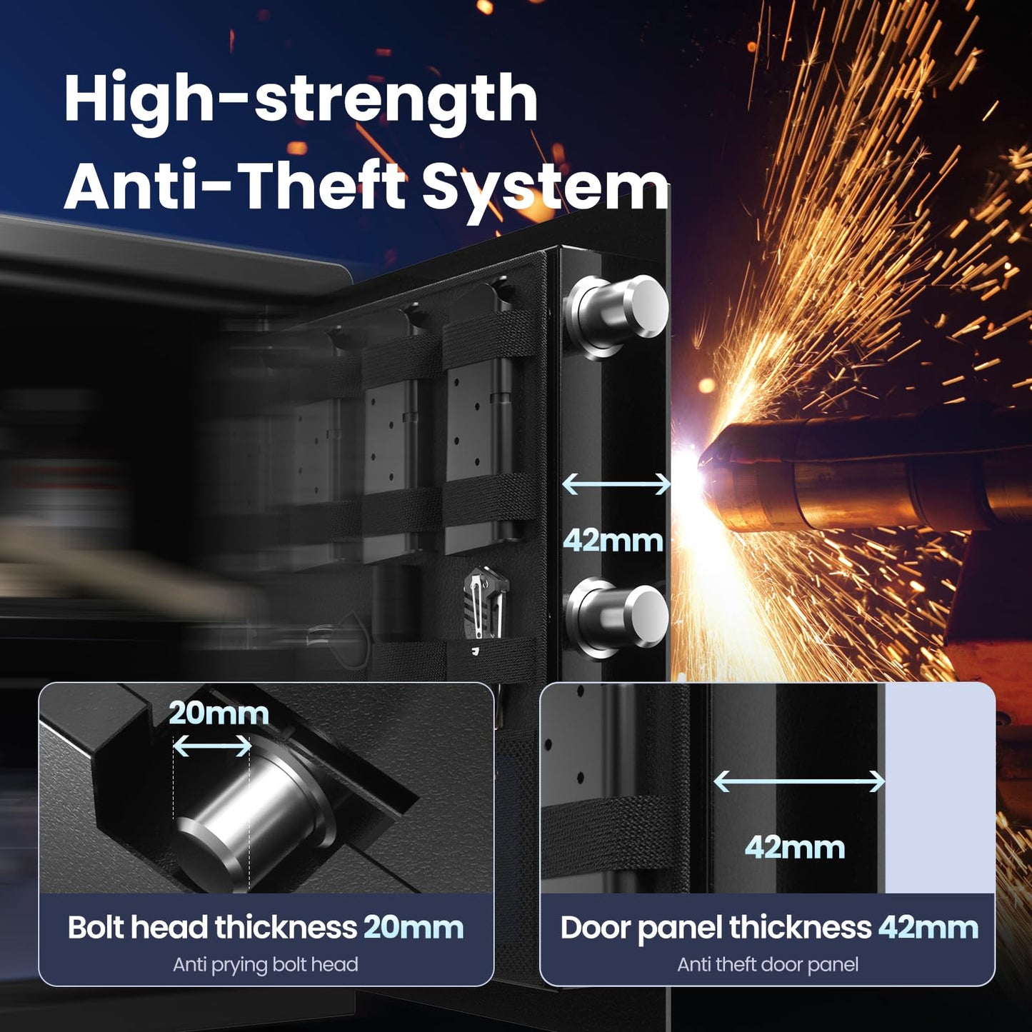 Grimtron 𝟑𝟓 𝐋𝐁 Smart Biometric Safe Fingerprint Lock Box with Silent Mode, Backlit Keypad and LED Light, Small Caja Fuerte 𝐆𝐢𝐟𝐭𝐬 𝐟𝐨𝐫 𝐅𝐚𝐭𝐡𝐞𝐫'𝐬 𝐃𝐚𝐲 (19.69"H x 12.99"D x 13.78"W)