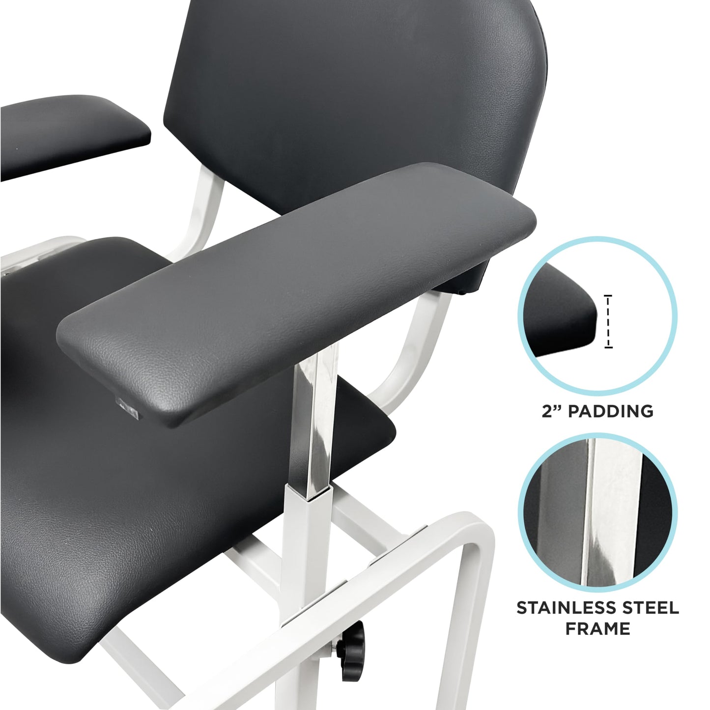 Adjustable Phlebotomy Blood Draw Chair with Armrest – Comfortable, Durable, and Ergonomic Chair for Medical Labs, Clinics, and Hospitals, Easy-to-Clean