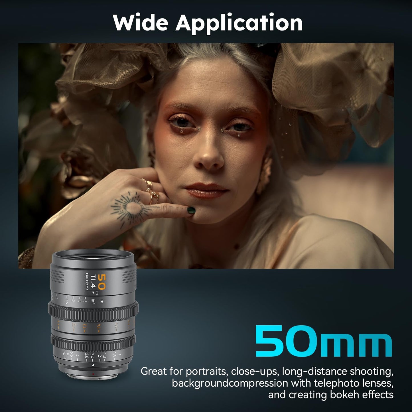 SIRUI VP-1 Vision Prime 1 T1.4 Full Frame Cine Lens, 50mm Manual Focus Cinema Lens with Pre-Installed E Mount, Interchangeable RF/Z/L Mounts (Metal Gray)