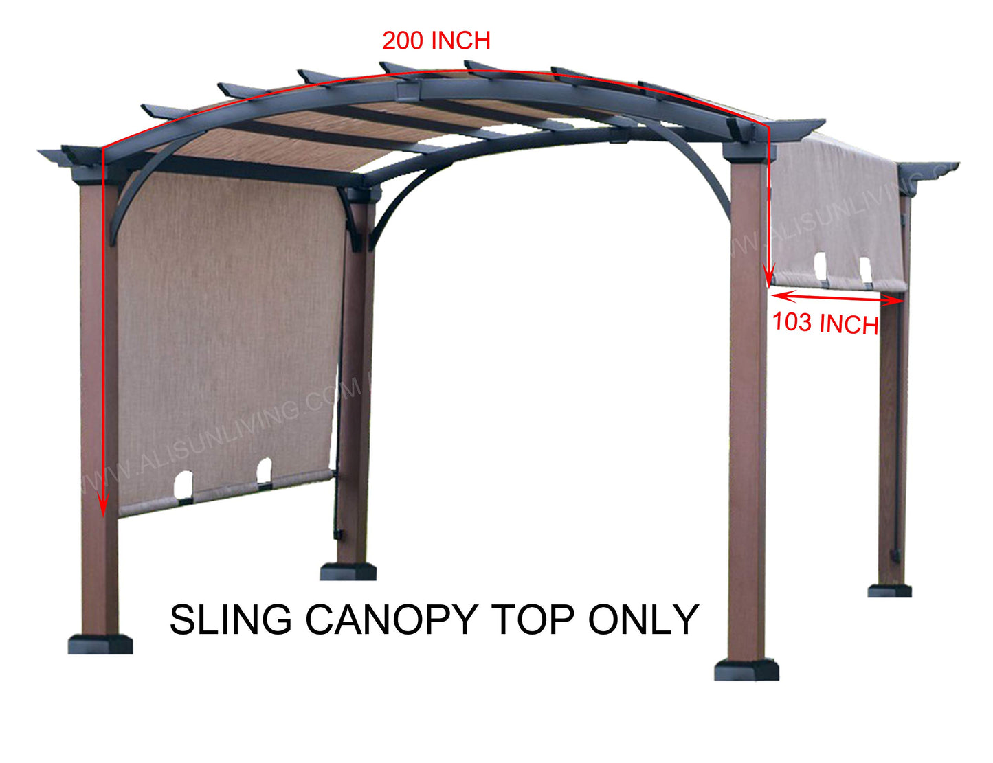 ALISUN Replacement Sling Canopy (with Ties) for the Lowe's Allen + roth 10 ft x 10 ft Tan/Black Material Freestanding Pergola #L-PG152PST-B (Size: 200" (L) x 103" (W))