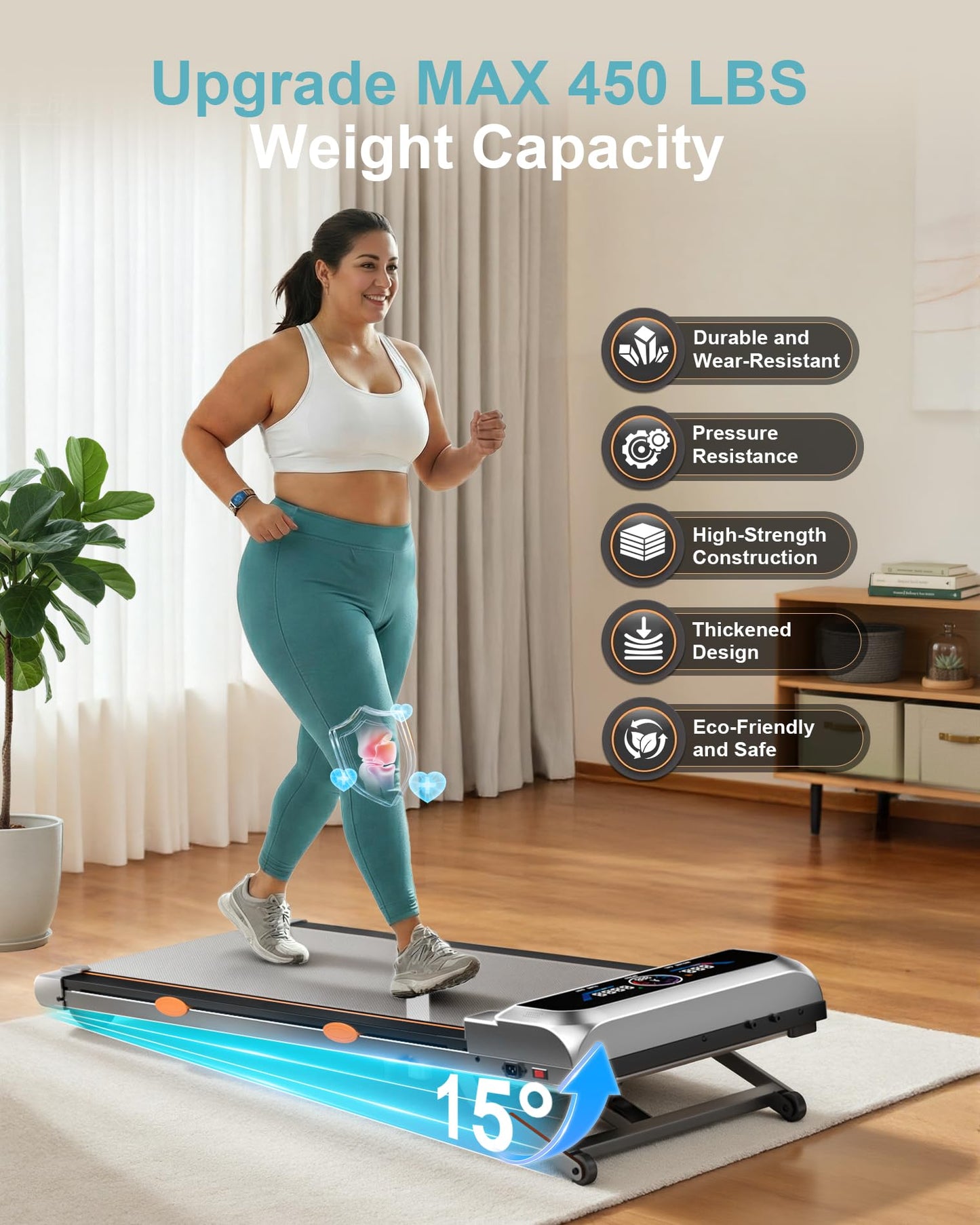 Rayspace Walking Pad Treadmill with 15% 12-Level Auto Incline & UI Screen, Portable Treadmills with Bluetooth Speaker, 3.5HP Foldable Under Desk Treadmill for Home Office 450LBS, Remote & APP
