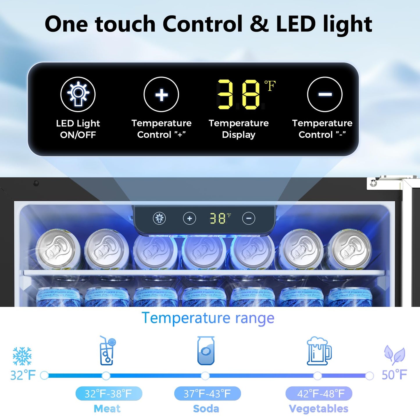 Electactic 24 Inch Beverage Refrigerator, Under Counter Beverage Cooler 180 Cans, Built-in & Freestanding, Outdoor Fridge with Stainless Steel Door, Outdoor Refrigerator for Patio, Home, Kitchen, Bar