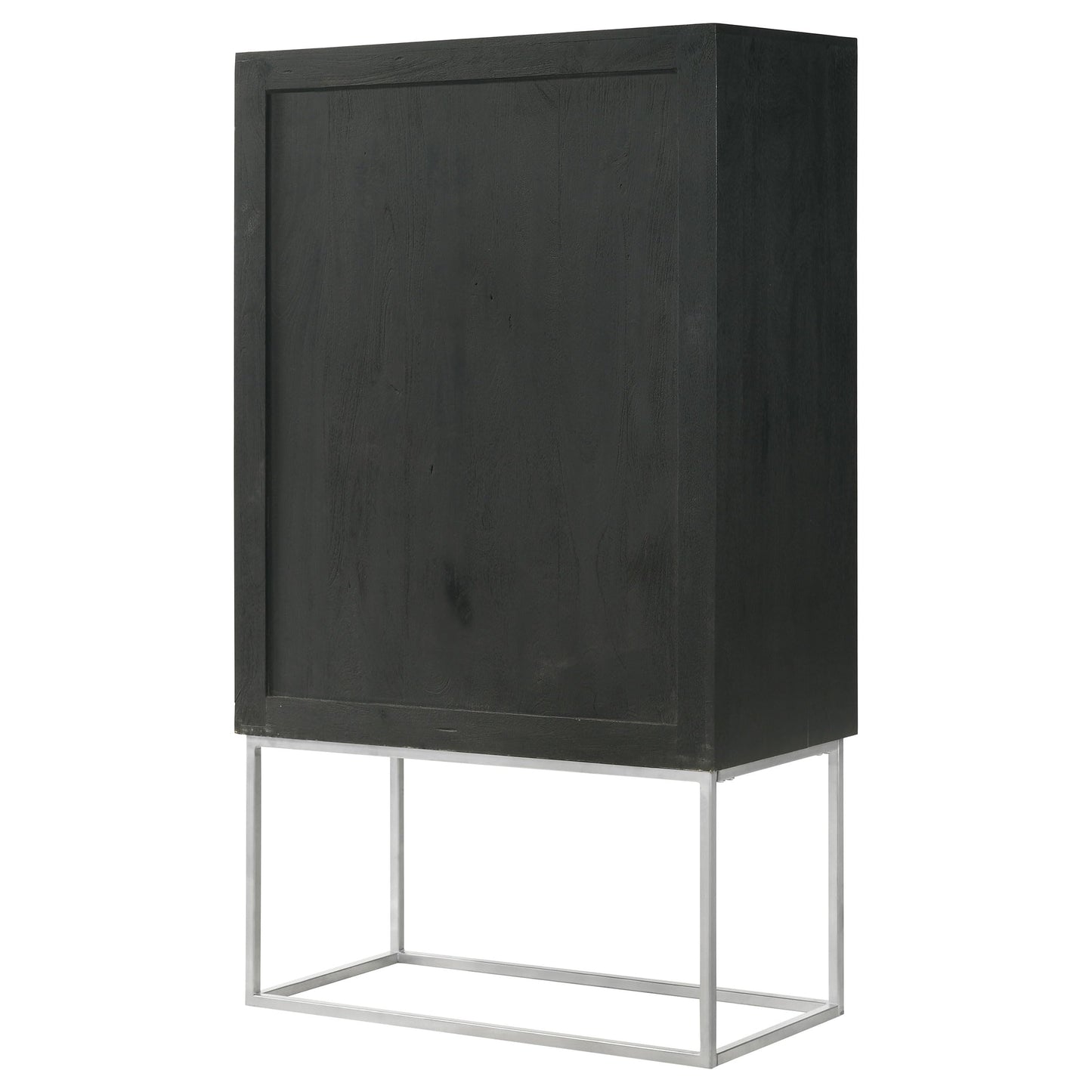 Coaster Home Furnishings - Borman - Wood and Metal - 2-Door Home Bar Cabinet with Wine Bottle Storage, Drawer, and Fixed Shelves - Dining Room & Living Room - 36-Inch - Walnut and Black - 950318