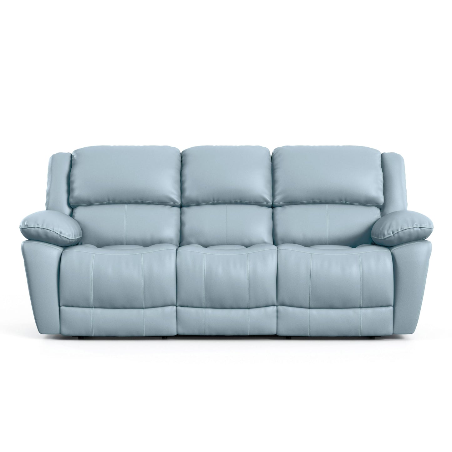 Furniture of America Sorin Modern Leather Recliner Sofa with Pillow Armrests and High Density Foam, Reclining Sectional Couch for Living Room, Office, Home Theater, FSC Certified, Blue