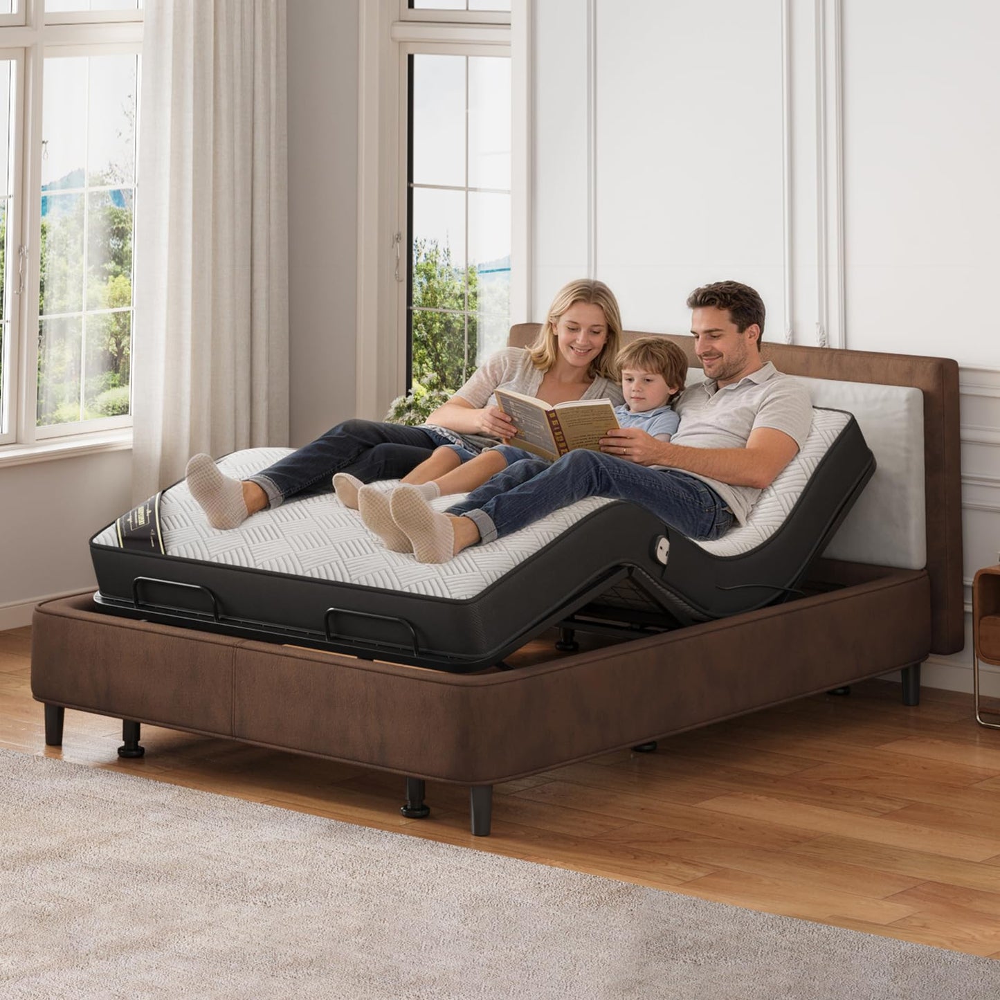 Full Size Adjustable Bed with 13CM Memory Mattress, 79"x54" Electric Adjustable Bed Frame with Remote, Ergonomic Bed Base with Head & Foot Incline,Zero Gravity, 4 Height-Adjustable Legs, Easy Assembly