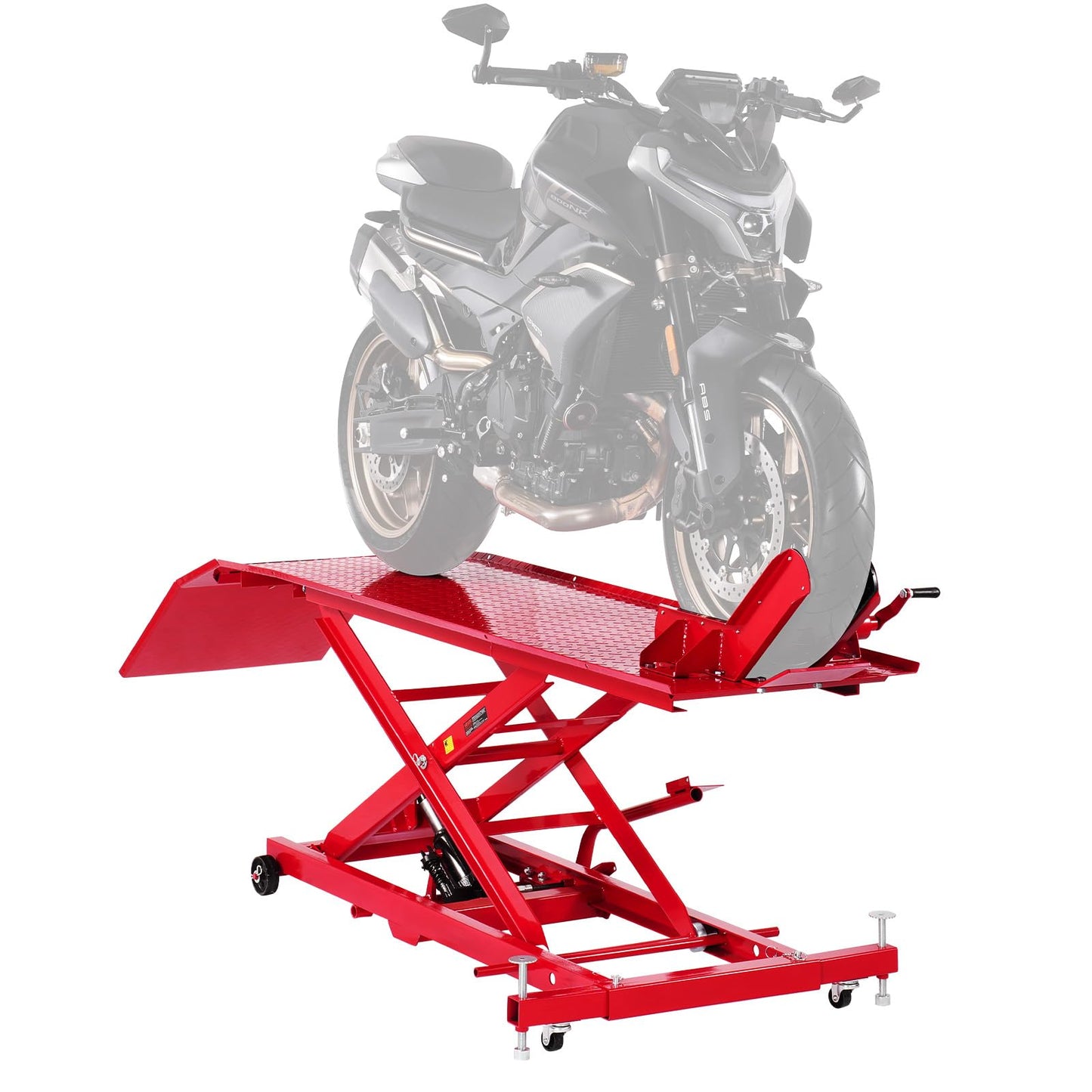 VEVOR Motorcycle Lift Table, 1000lbs Weight Capacity, 360° Flexible Moving Motorcycle Jack Stand, 8.6-31 in Height Range, Heavy Duty Bike Repair Stand with Security Lock for ATVs, Dirt Bike