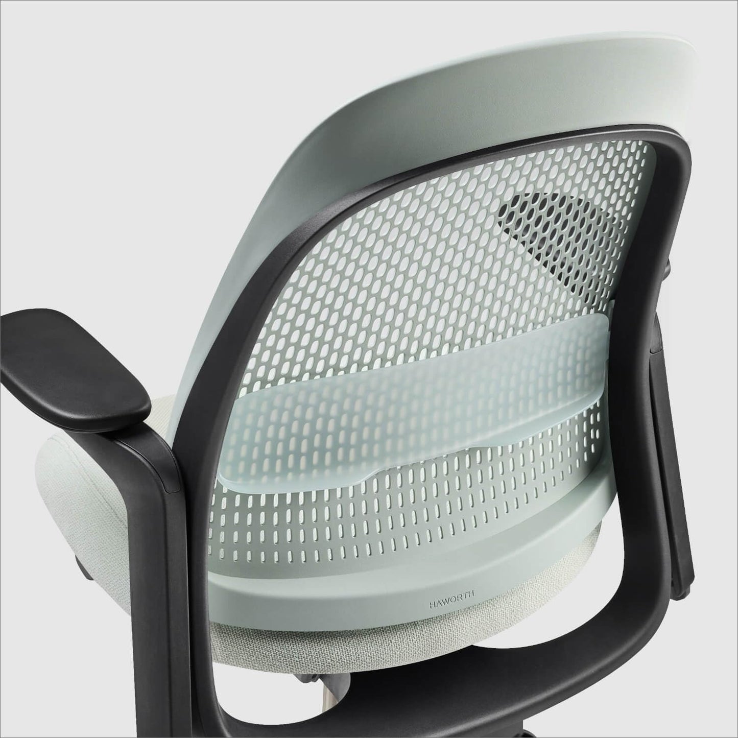 Haworth Breck Office Chair - Ergonomic Desk Seat with Height-Adjustable Lumbar Support, Black Trim, and 4D-Arms (Agave)
