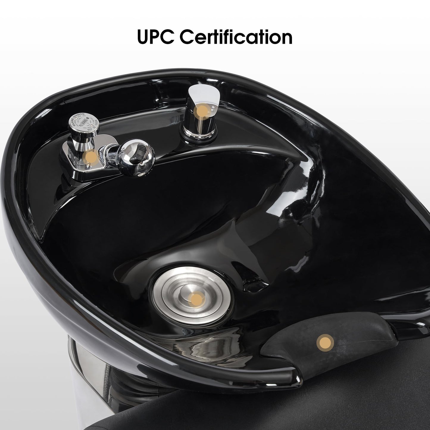 BarberPub Ceramic Bowl Backwash Shampoo Chair, Adjustable Hair Wash Sink and Chair Set for Professional Barbershop, Home&Beauty Spa Salon 9102 (Black)
