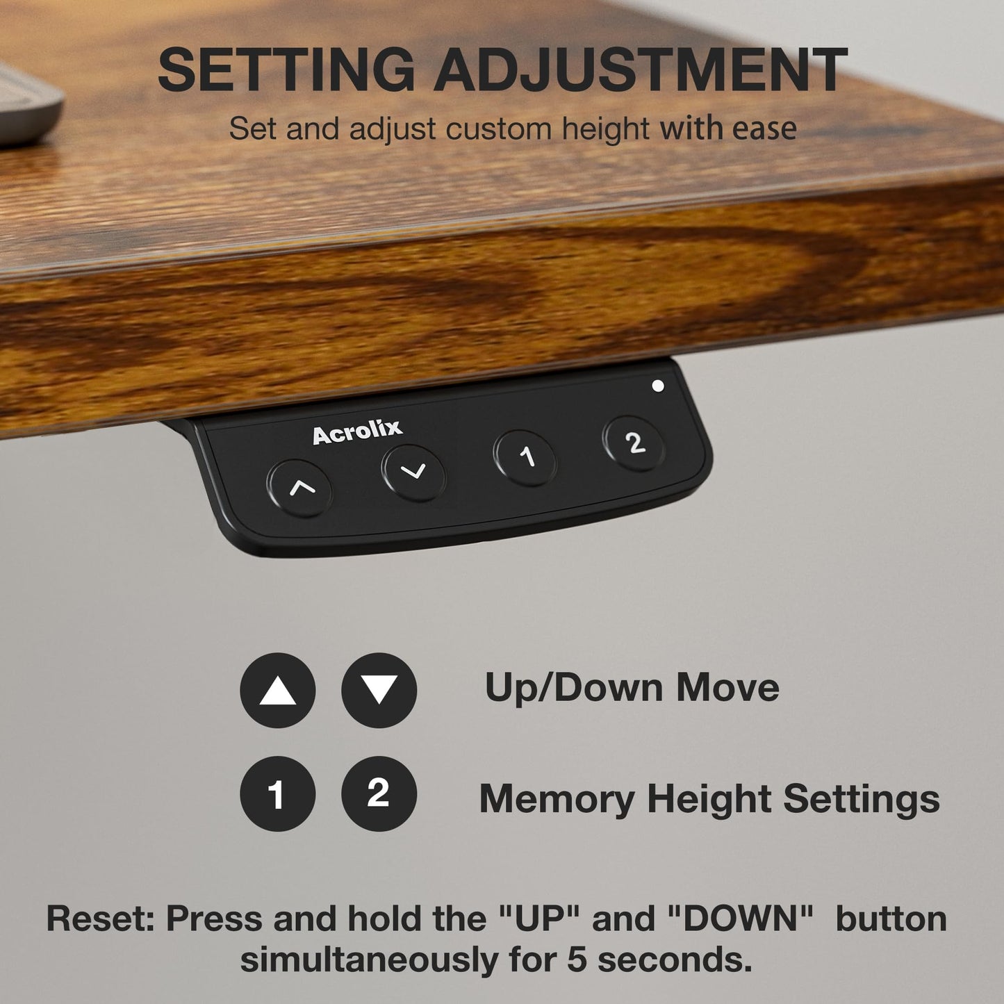 Acrolix Electric Standing Desk, Height Adjustable Home Office Desk with Memory Presets & Cable Management,Rustic Brown Sit Stand Desk for Work from Home, Ergonomic Computer Desk (63" x 24")