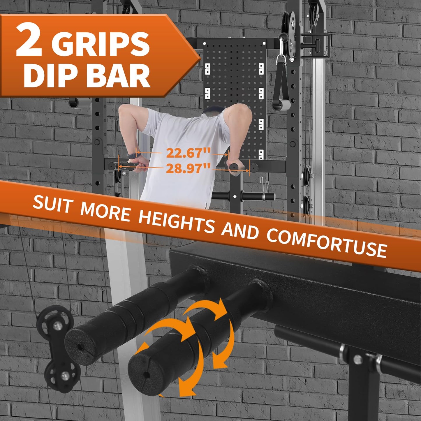 Garvee Power Cage, 2000LB Power Rack with Independent Dual Pulley System, Multi-Function Workout Cage Home Gym Workout Machine for Cable Crossover