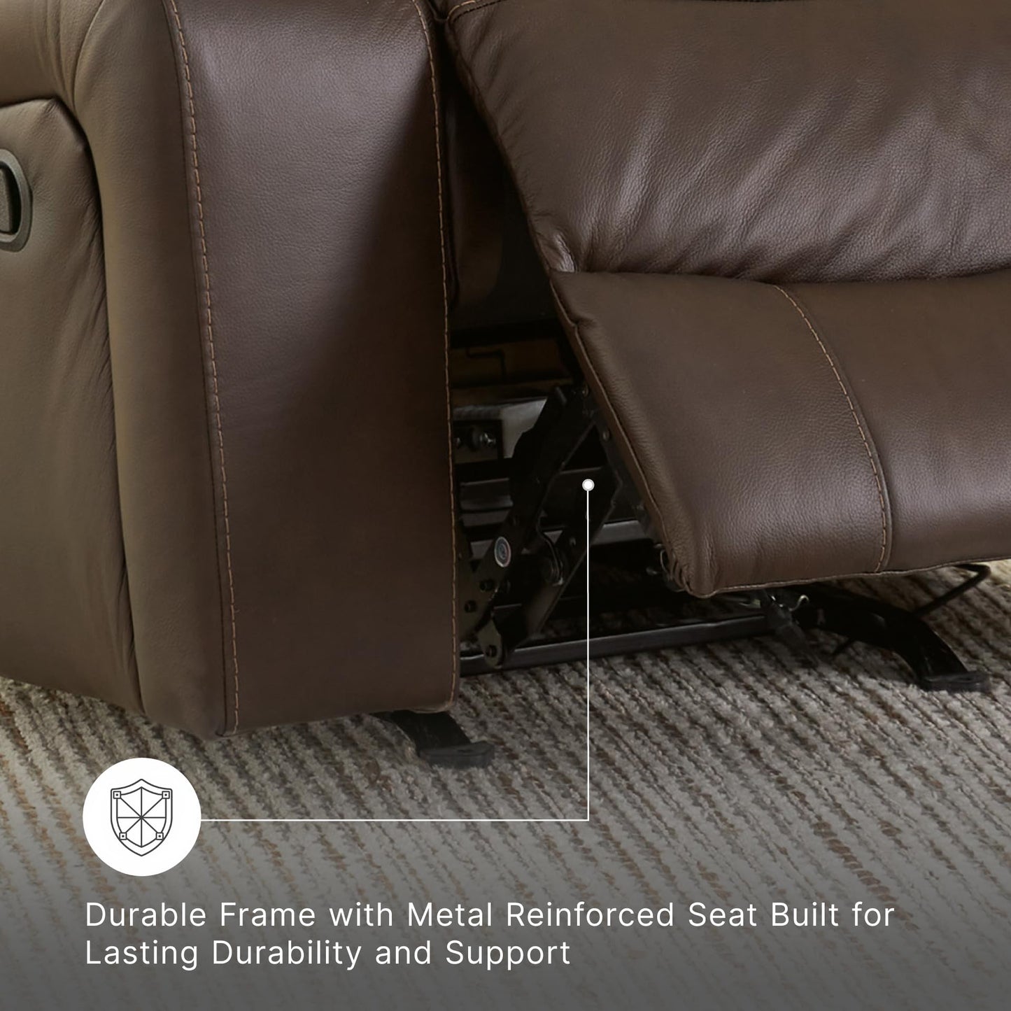 Signature Design by Ashley Leesworth Power Reclining Sofa, Leather and Faux Leather One-Touch Power Recliner Couch with USB, Zero Wall Design, 88" Width Living Room Seating