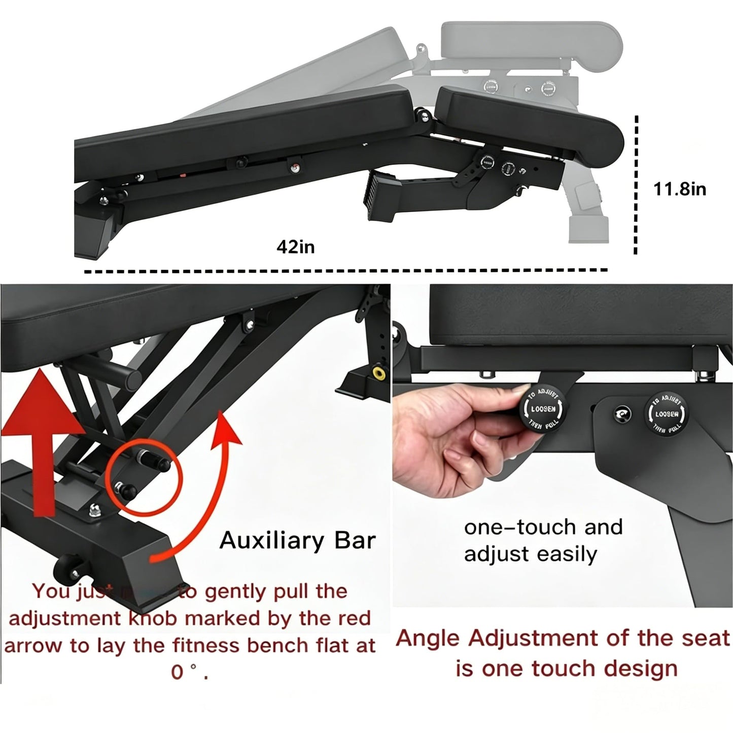 BARWING Adjustable Weight Bench for Home Gym, 1300LBS Heavy Duty Workout Bench with 8 Back & 4 Seat Positions, Incline Decline Flat Bench for Full Body Strength Training & Bench Press