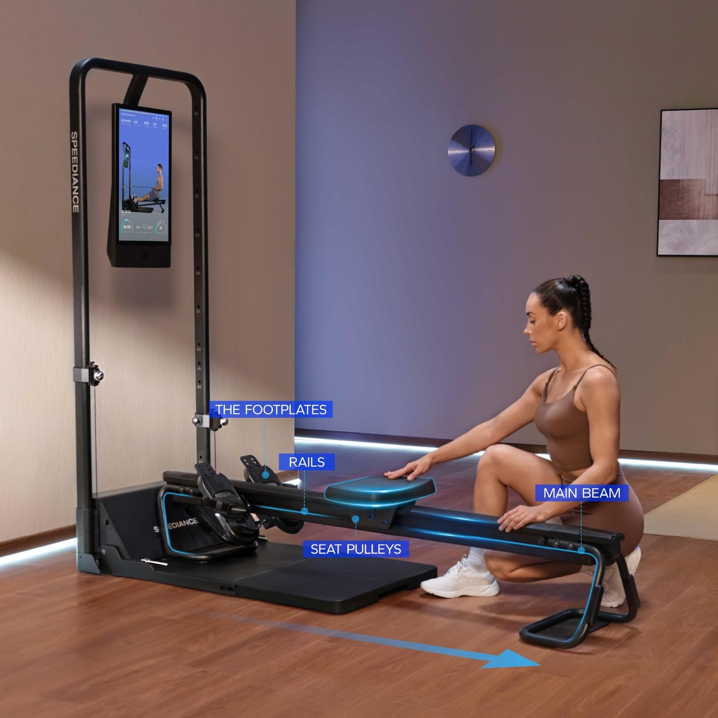 Speediance AeroRow Rowing Bench, Next Generation of Rowing Machines, Rower Attachment for Gym Monster, Home Work Out Rowing Machine, Adjustable Resistance Levels, Rowing Machine