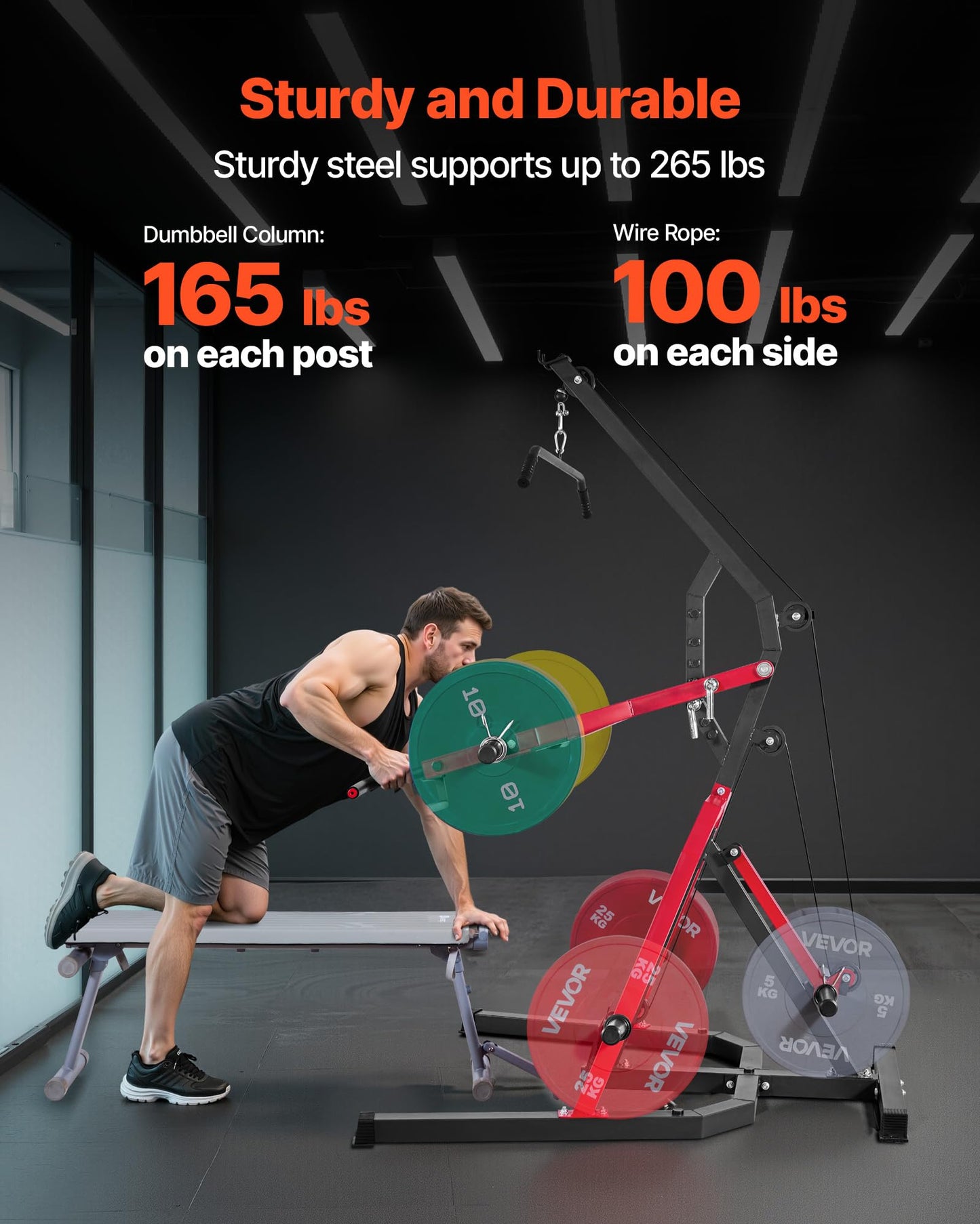 VEVOR Home Gym Equipment, Leverage Gym with 2:1 Ratio LAT Low Row System, Strength Training Machine for Squats Deadlifts Bench Press Bicep Curls, Home Gym Machine, Adjustable Full Body Workout Station