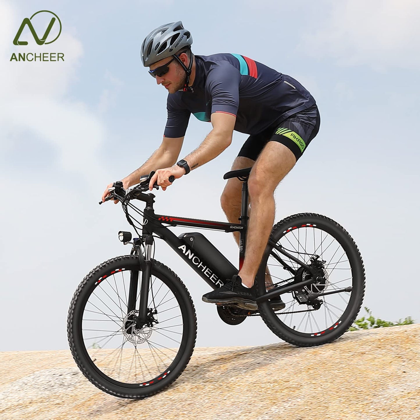 ANCHEER 26" Electric Bike for Adults, Peak 749W Ebike, 19.8MPH Electric Bicycle with 48V 374Wh / 48V 499Wh Battery(3H Fast Charge), LCD Display, Front Suspension, UL2849 Compliant, Red Gladiator